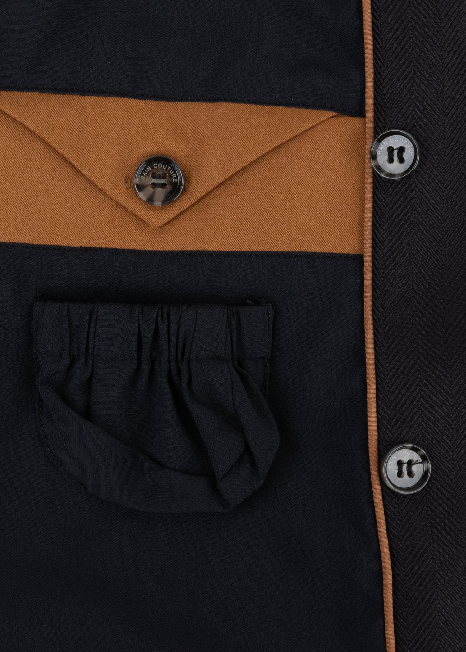 Waterproof Straight Fit Trenchcoat  | Black Herringbon