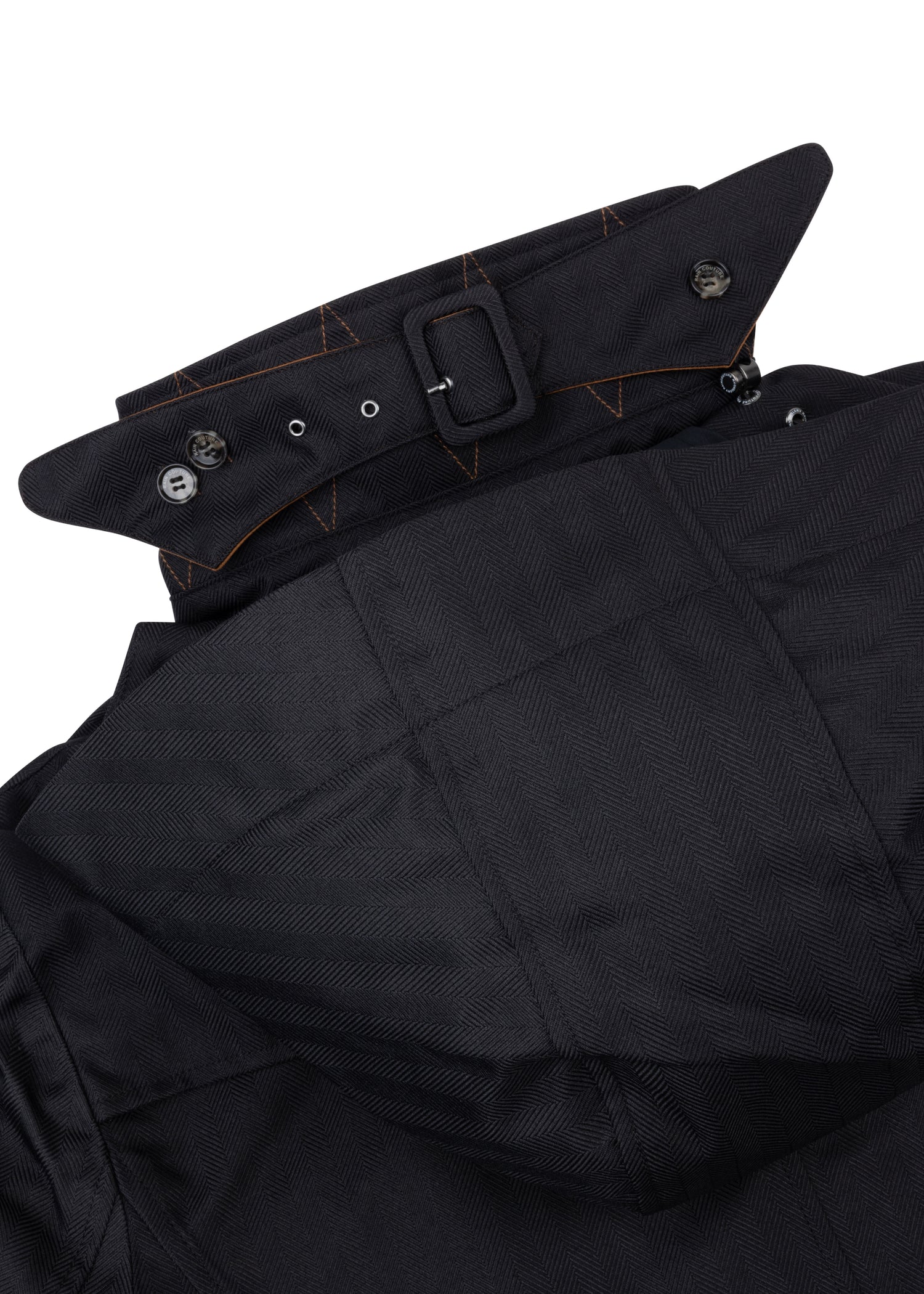 Waterproof Straight Fit Trenchcoat  | Black Herringbon