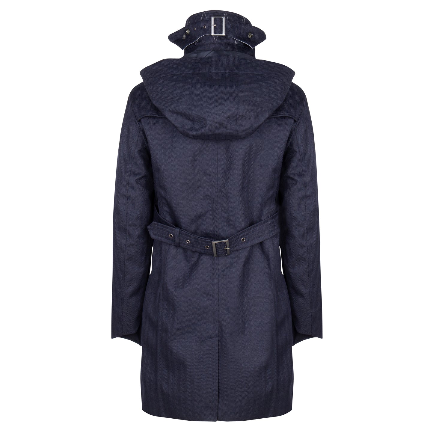 Waterproof Straight Fit Trenchcoat | Navy Herringbone