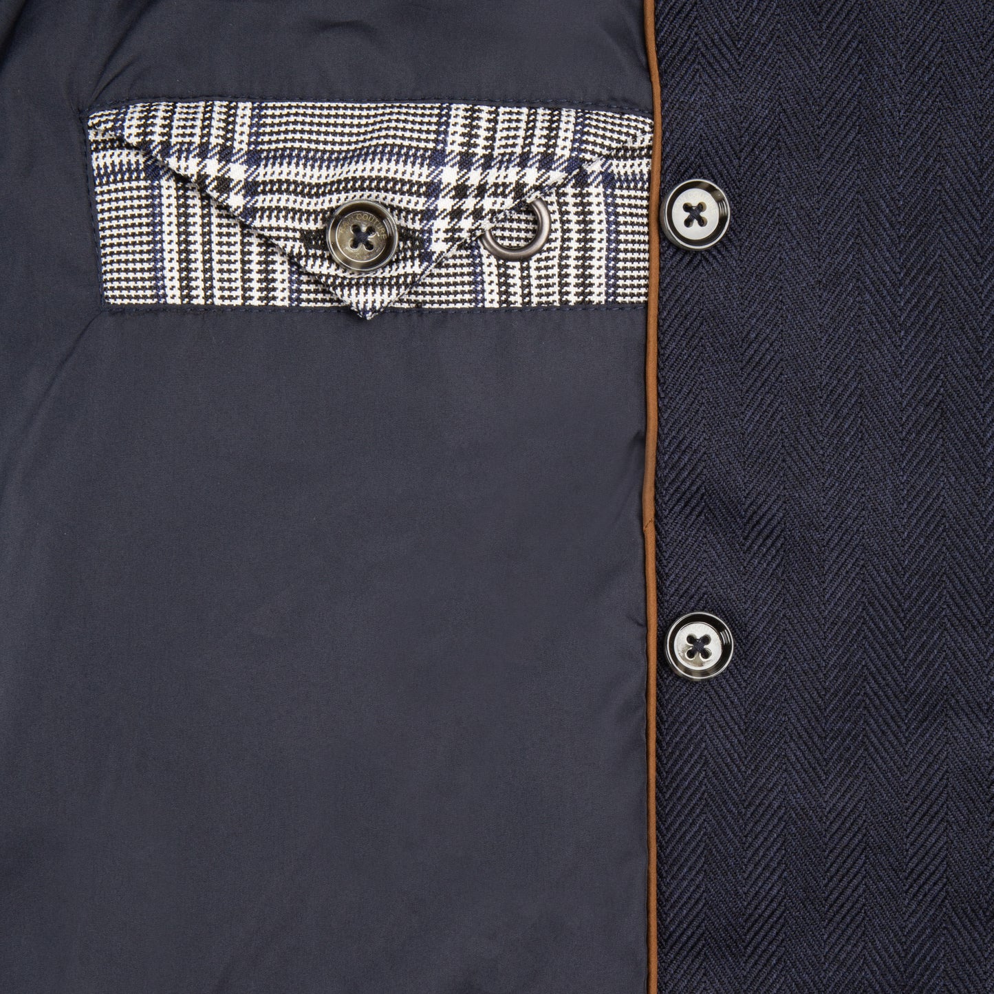 Waterproof Straight Fit Trenchcoat | Navy Herringbone