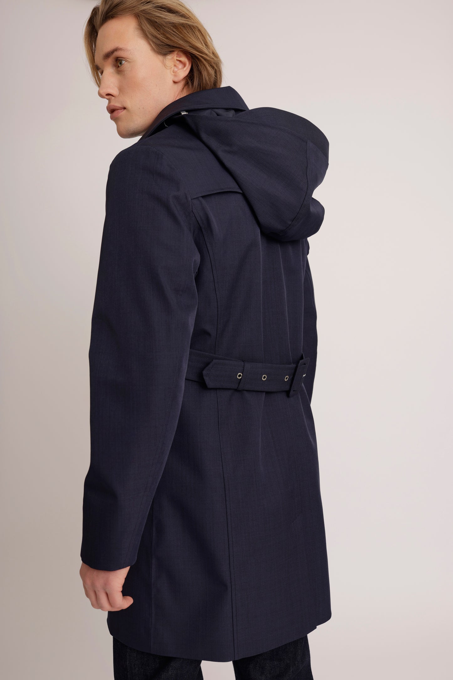 Waterproof Straight Fit Trenchcoat | Navy Melange