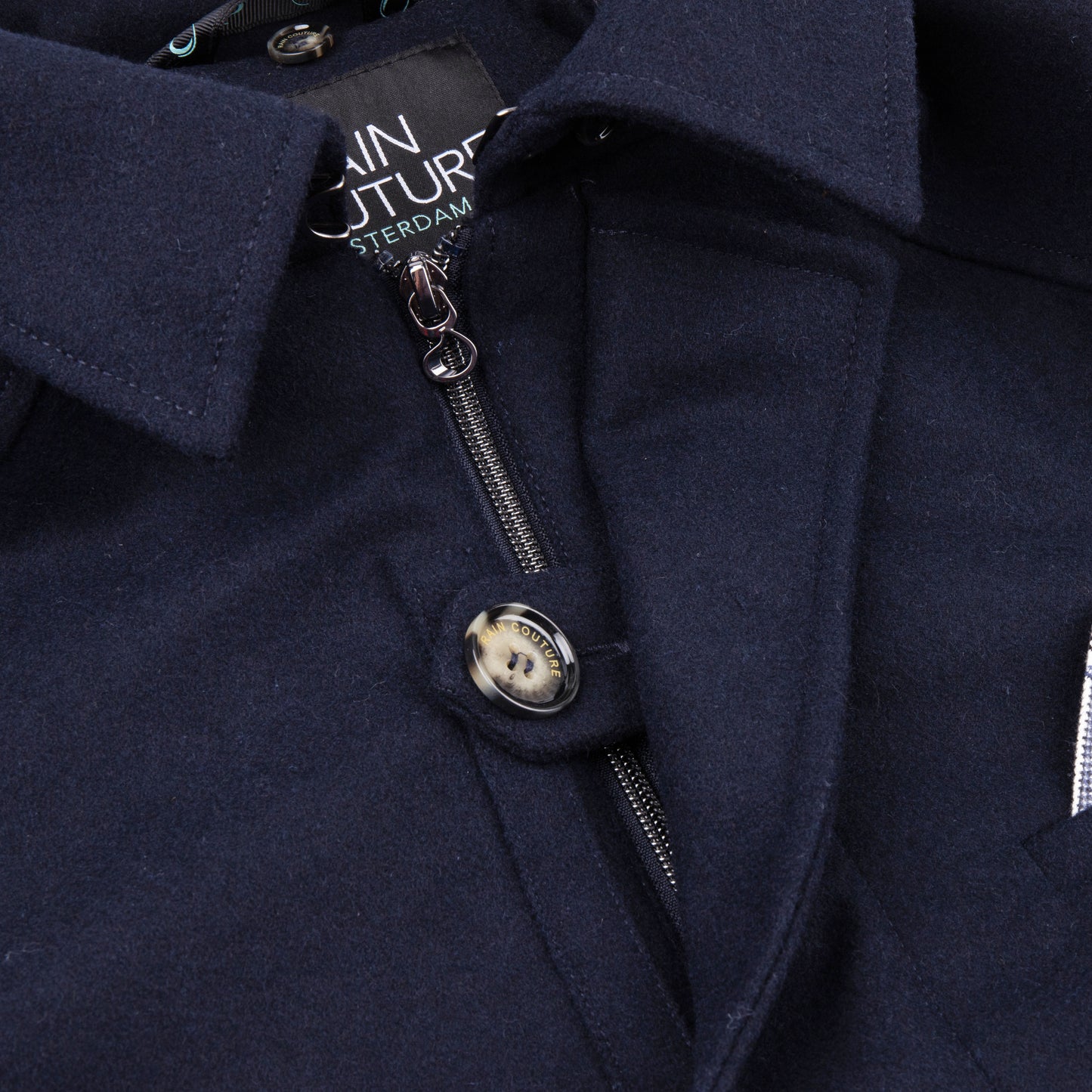 Waterproof Straight Fit Trenchcoat | Navy Wool