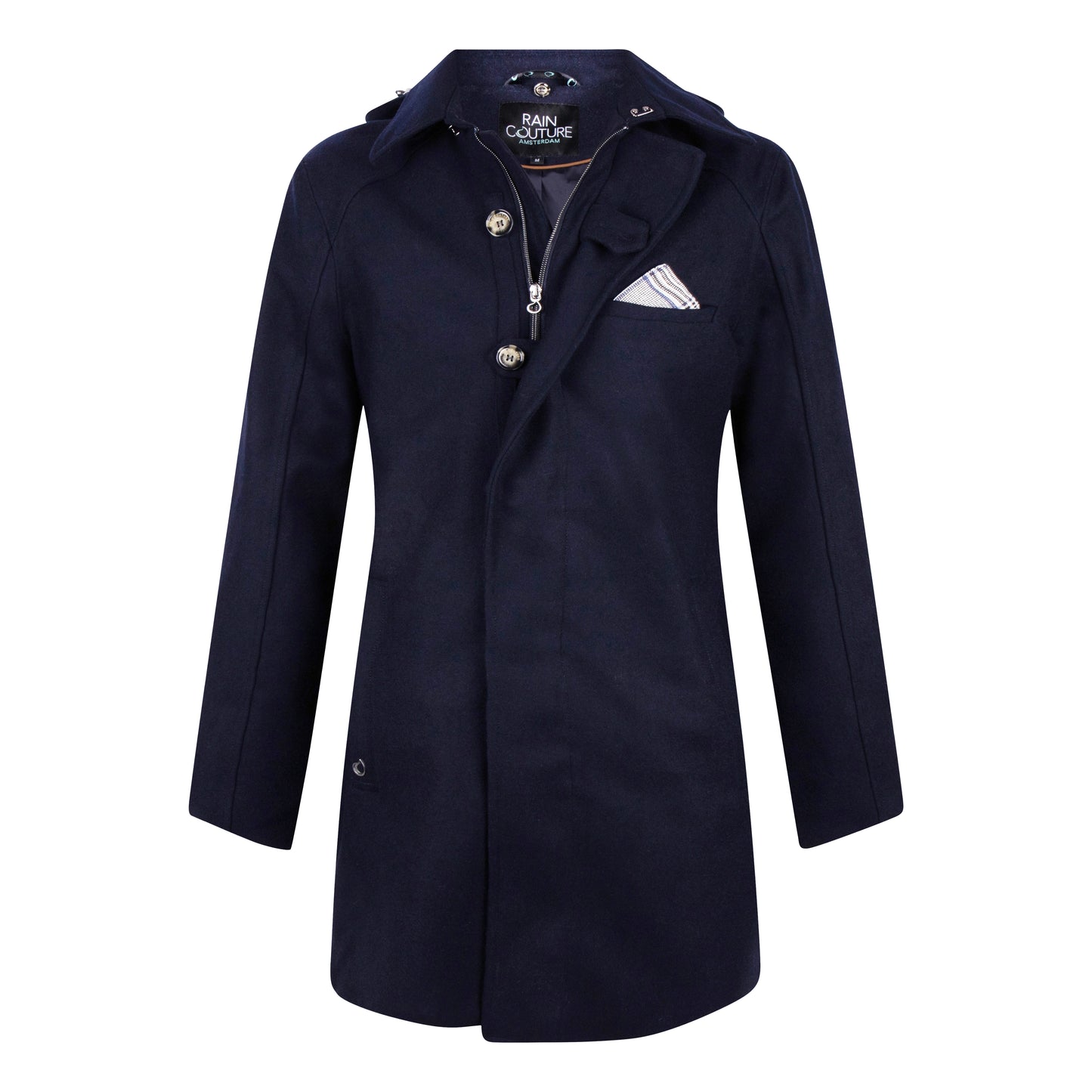 Waterproof Straight Fit Trenchcoat | Navy Wool