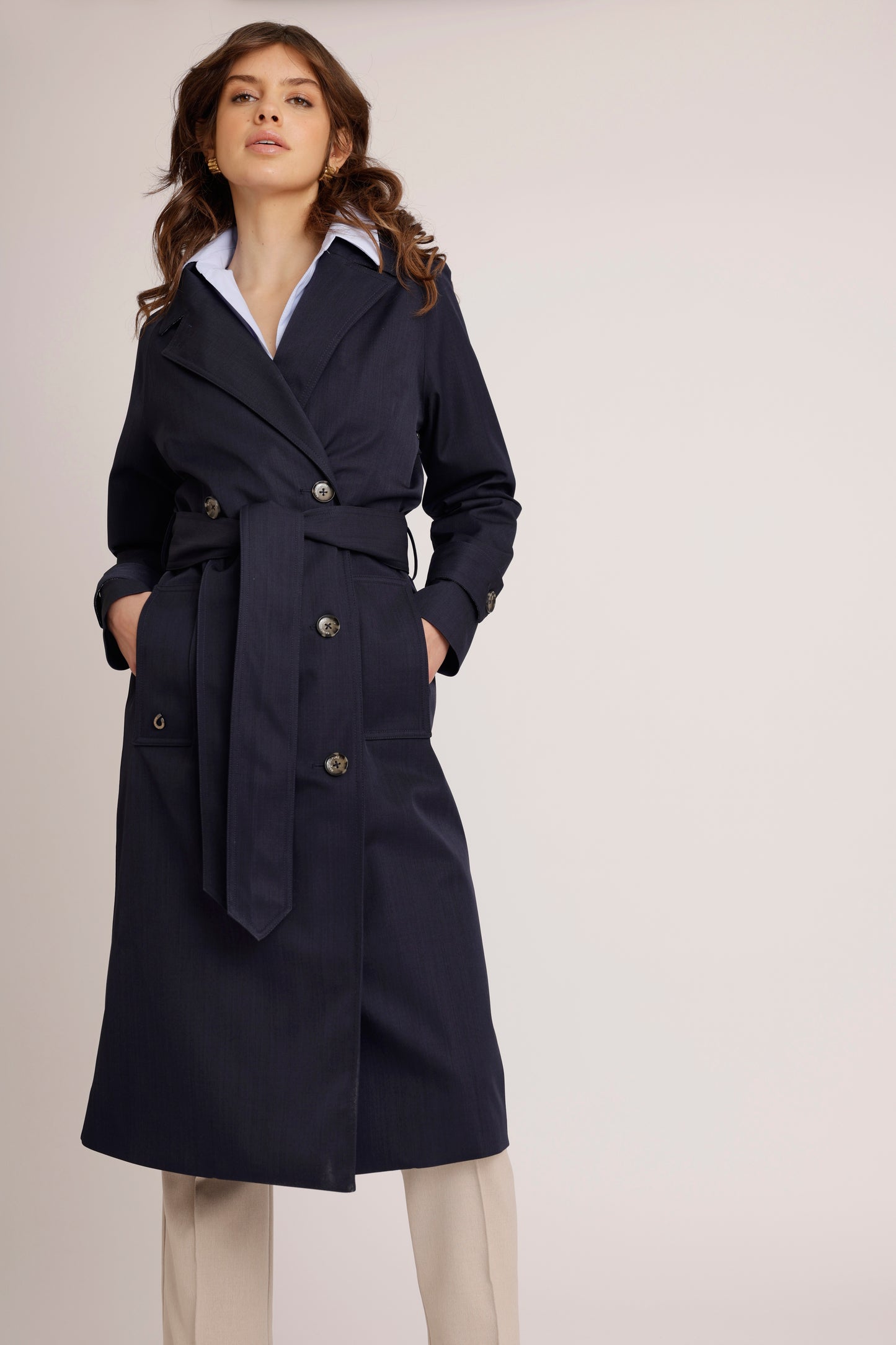 Waterproof Straight-Fit Trenchcoat | Navy Melange