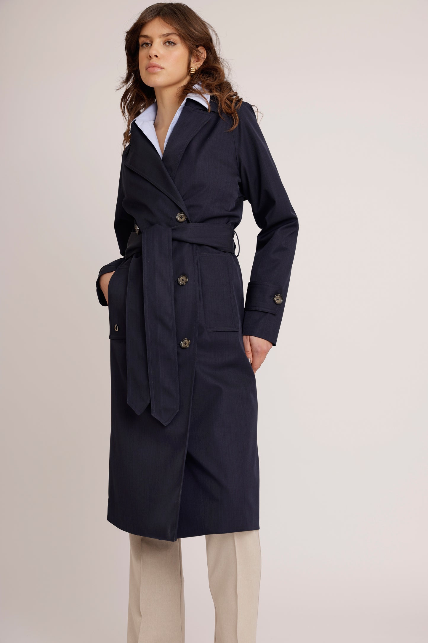 Waterproof Straight-Fit Trenchcoat | Navy Melange