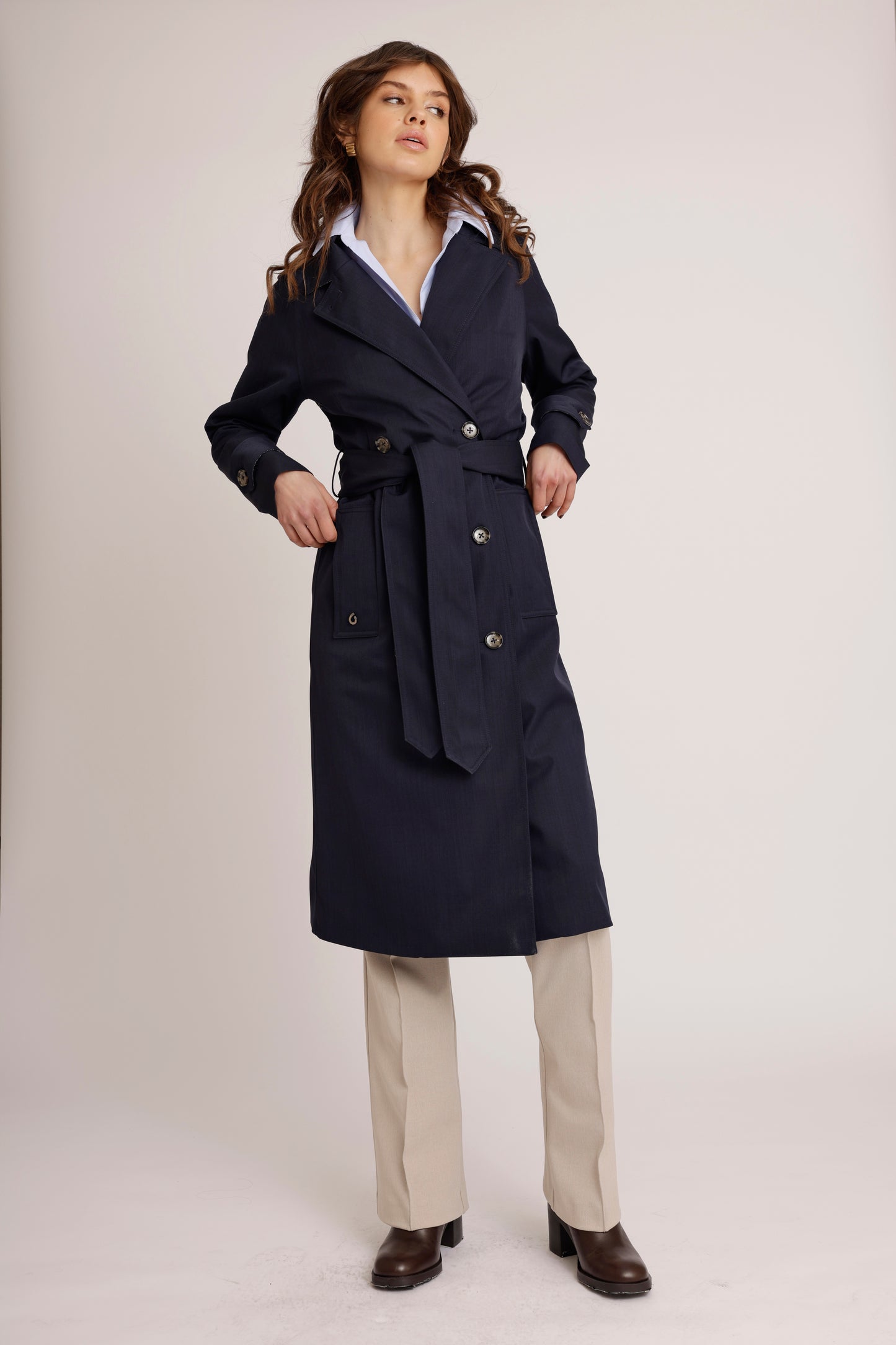 Waterproof Straight-Fit Trenchcoat | Navy Melange