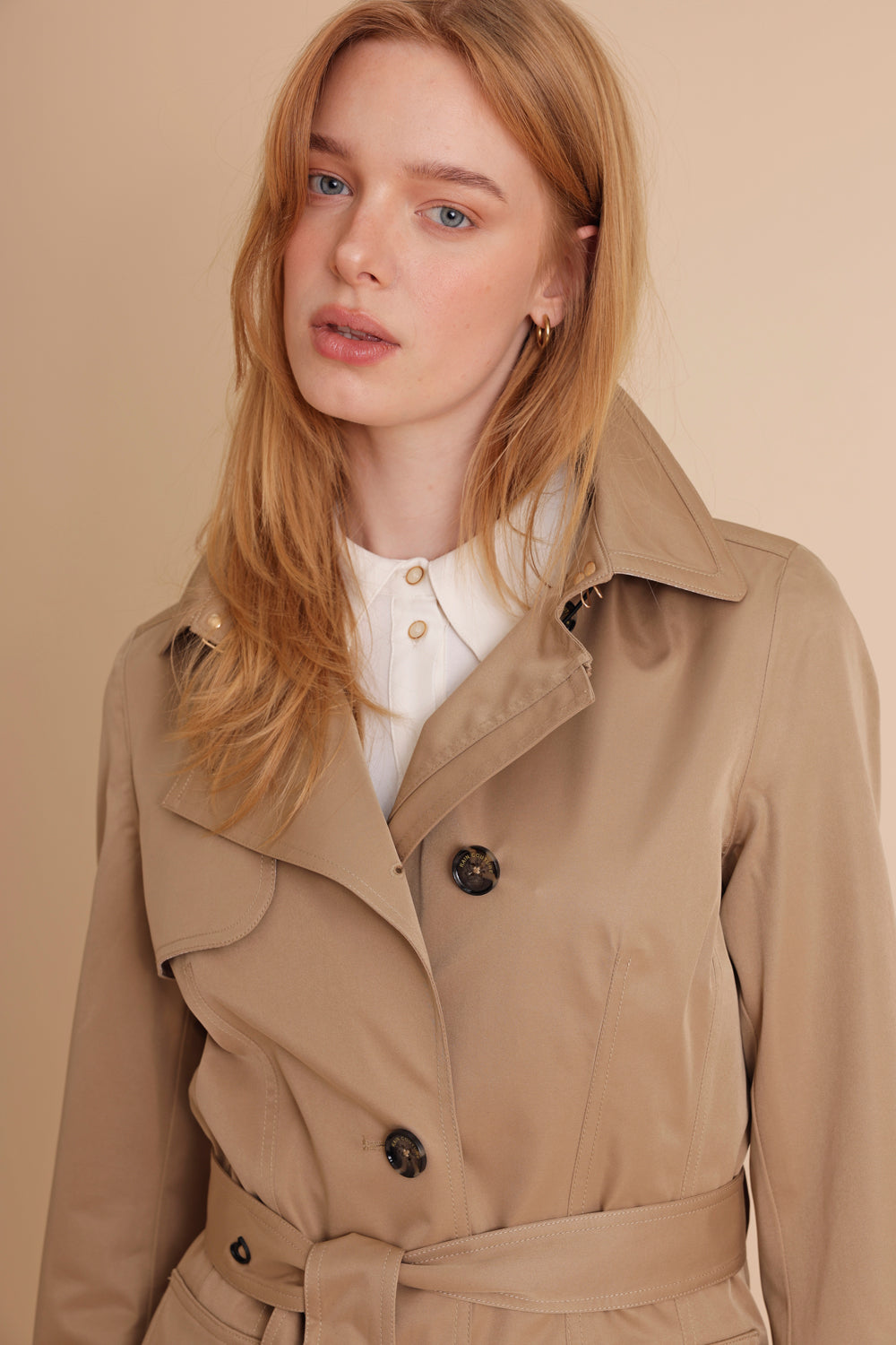 Waterproof Tailored To Fit Trenchcoat | Dark Satin Camel