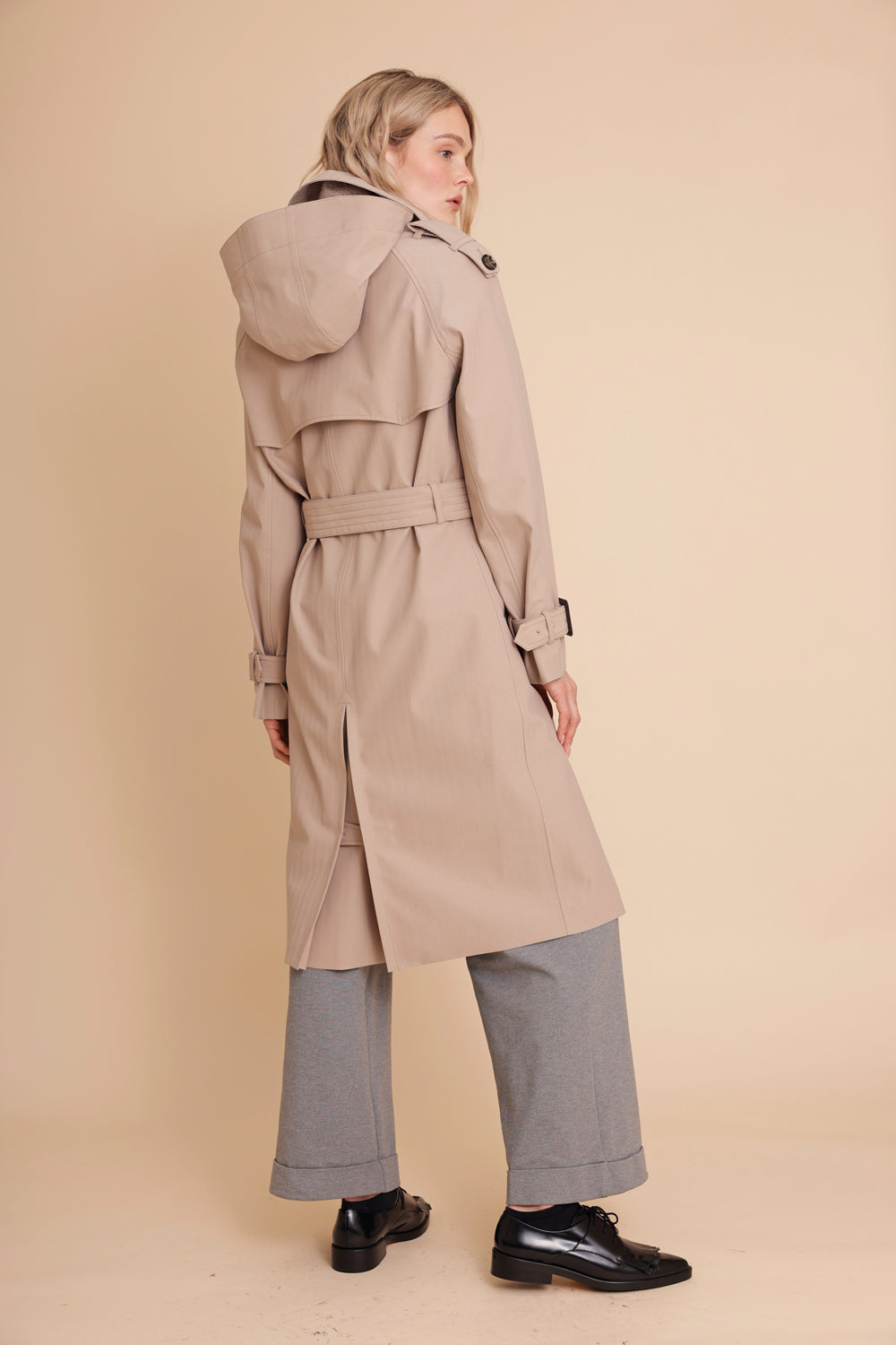 Waterproof Relaxed Fit Trenchcoat | Beige Herringbone