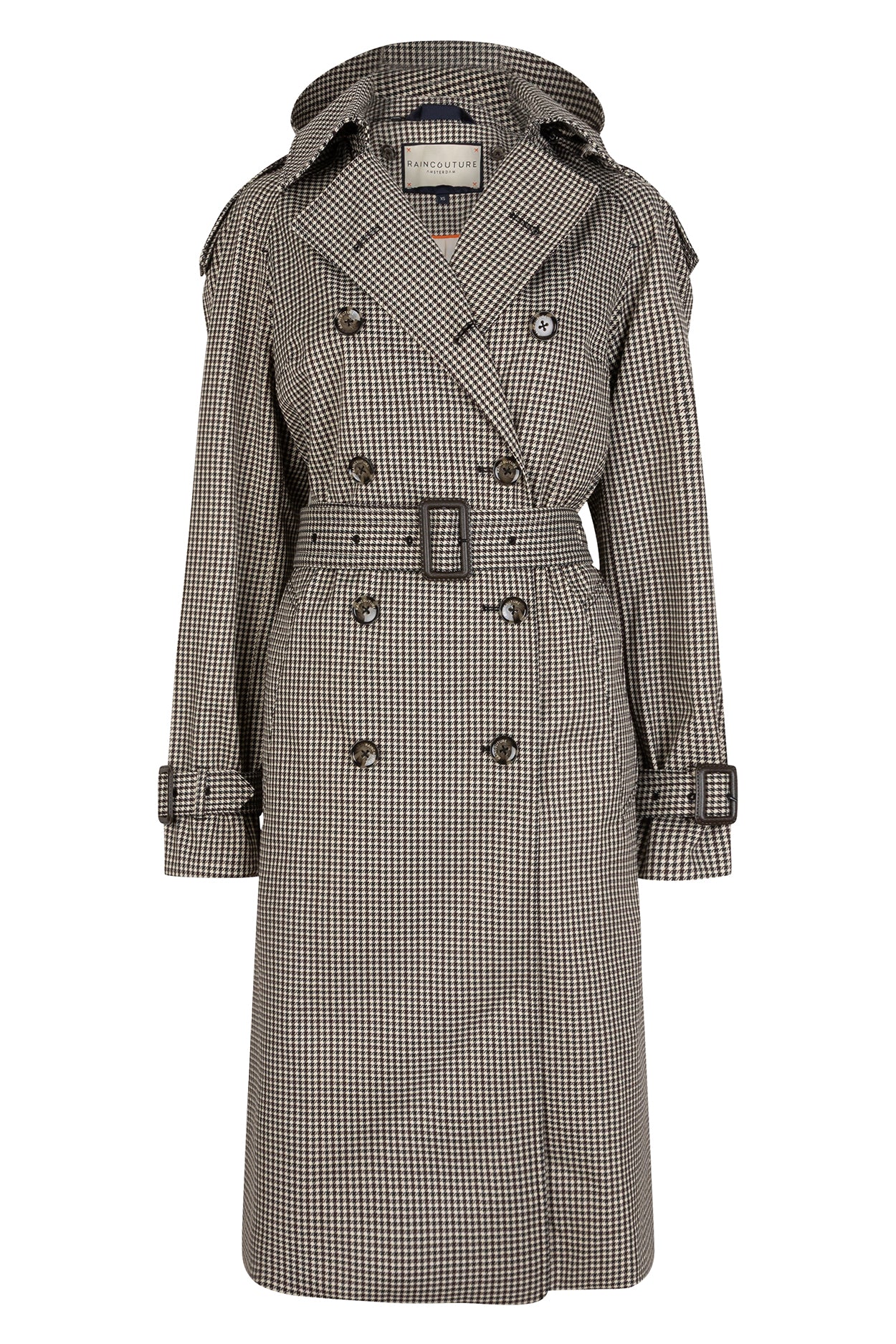 Waterproof Relaxed Fit Trenchcoat  | Black Houndstooth