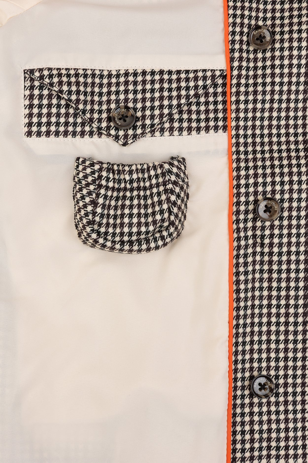 Waterproof Relaxed Fit Trenchcoat  | Black Houndstooth