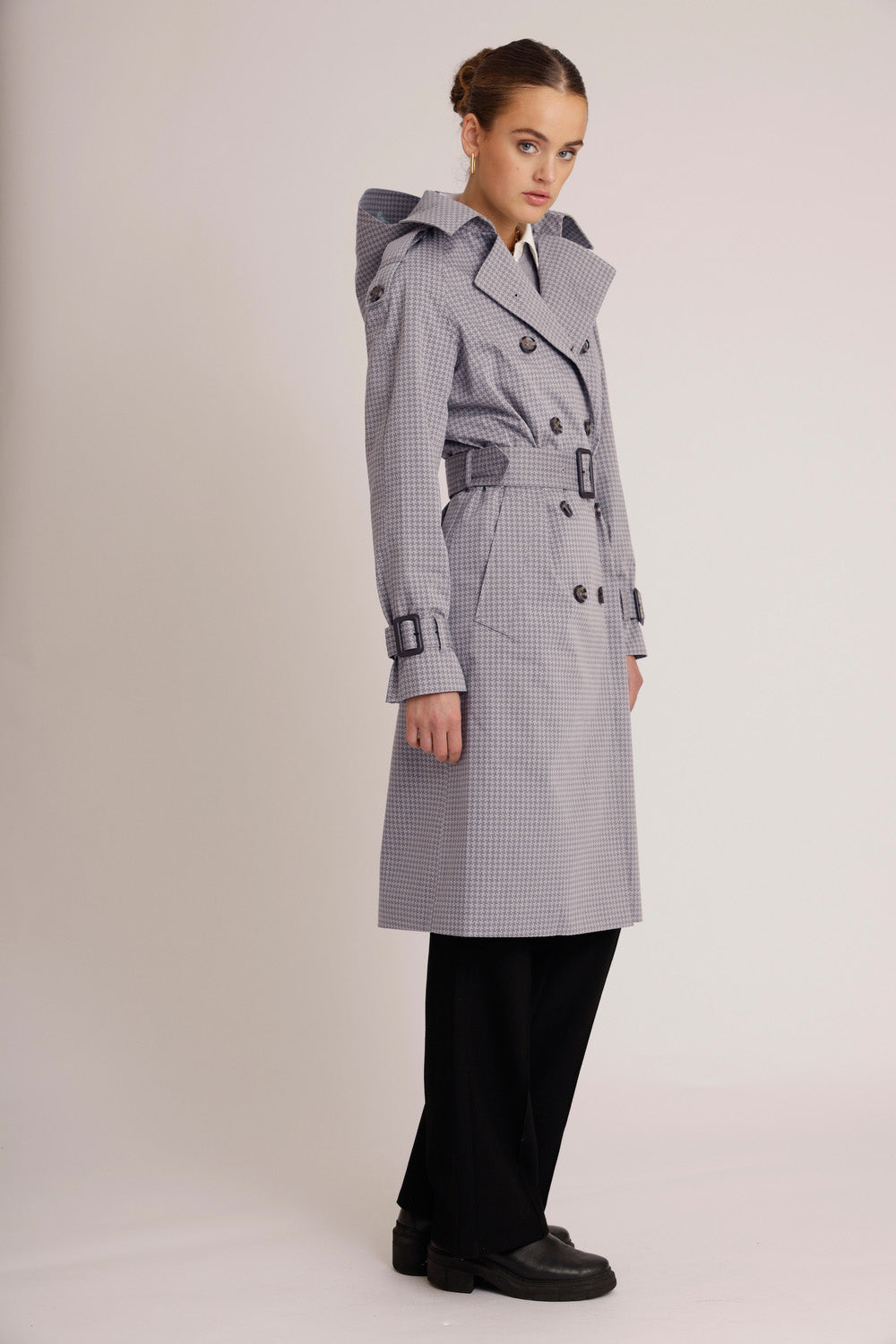 Waterproof Relaxed Fit Trenchcoat | Gray Check