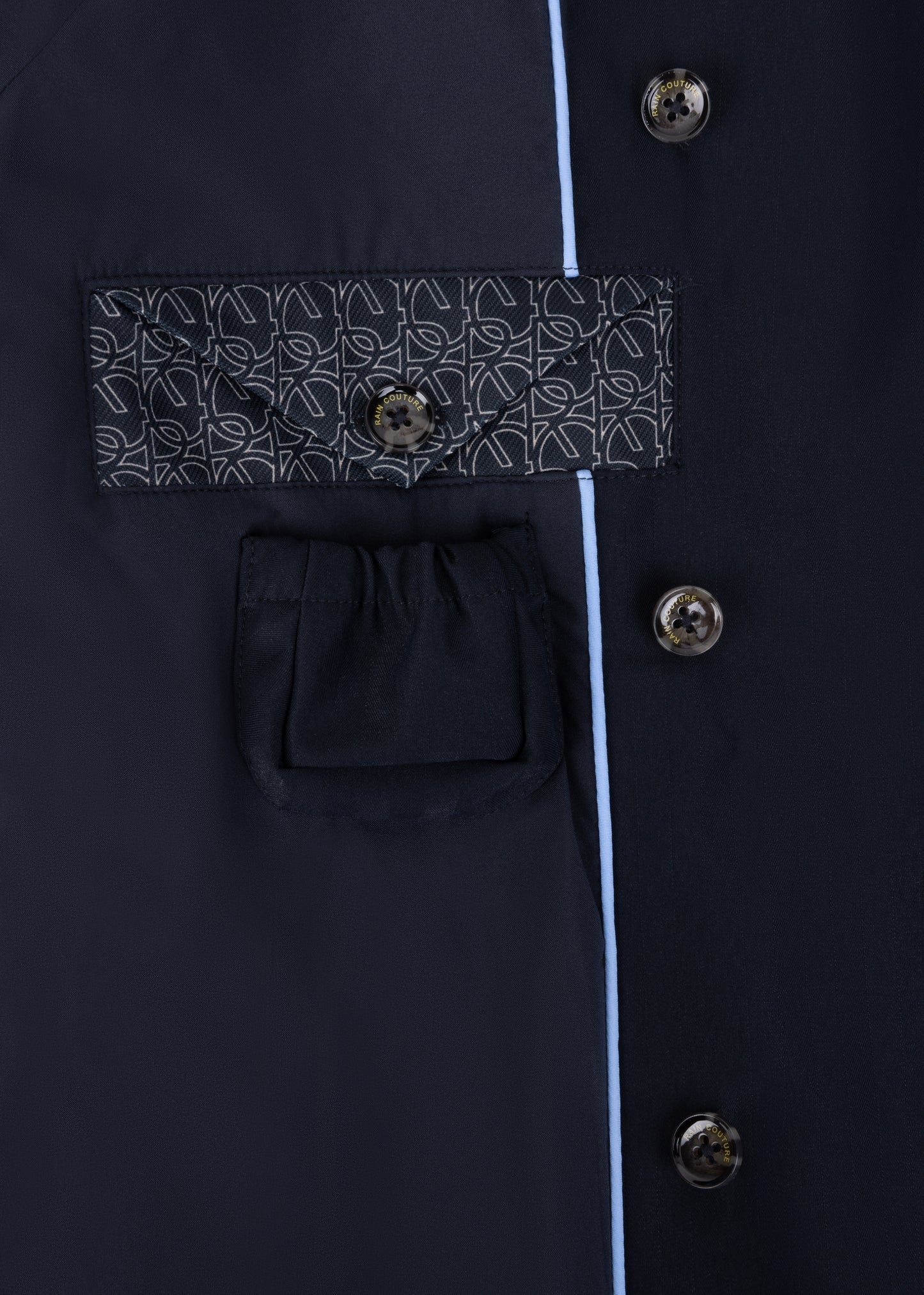Waterproof Relaxed Fit Trenchcoat | Navy Herringbone