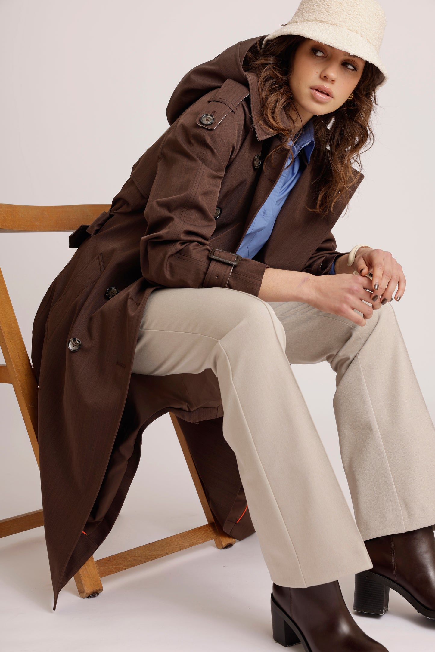 Waterproof Relaxed Fit Trenchcoat | Brown Melange