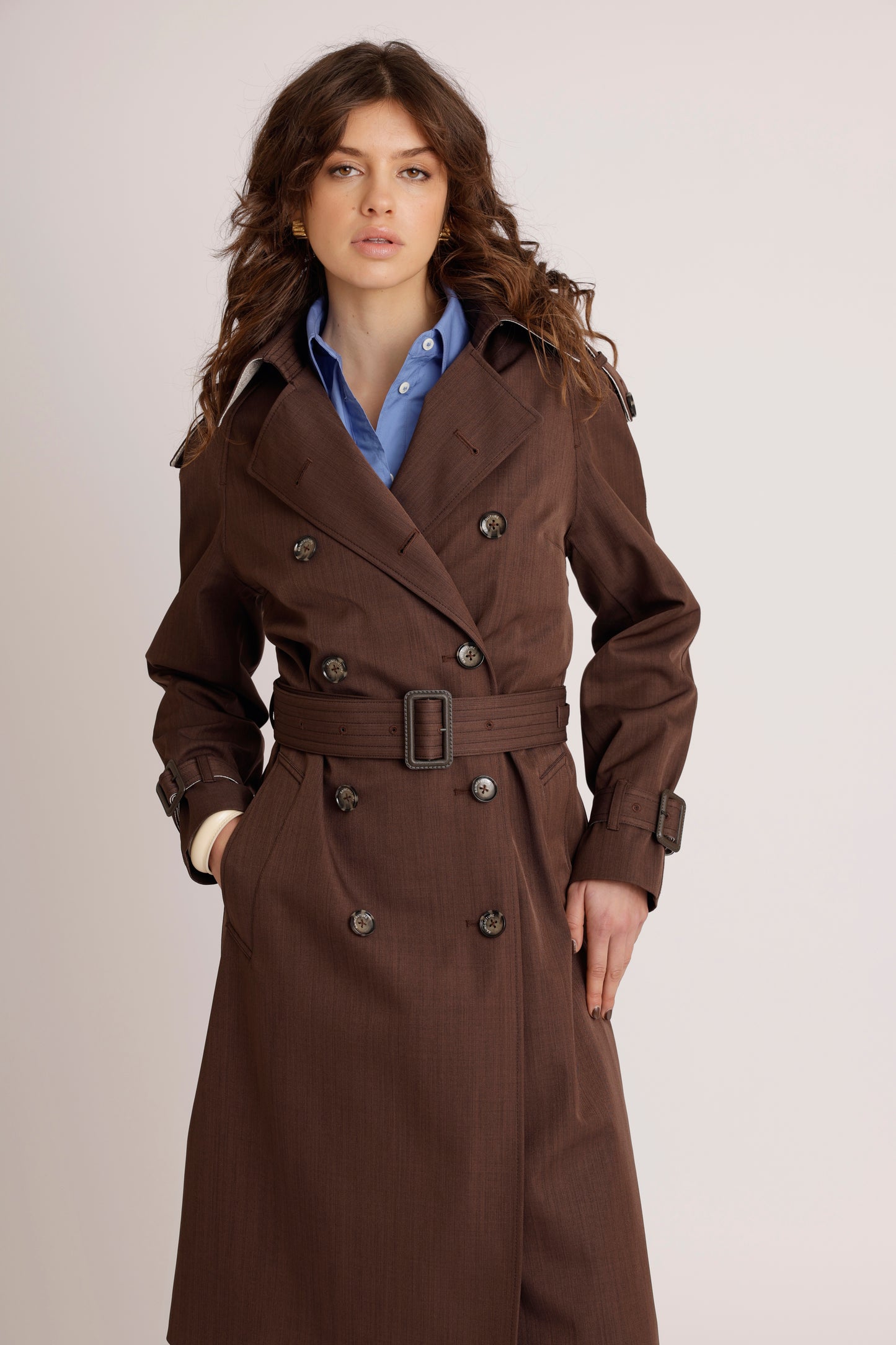 Waterproof Relaxed Fit Trenchcoat | Brown Melange
