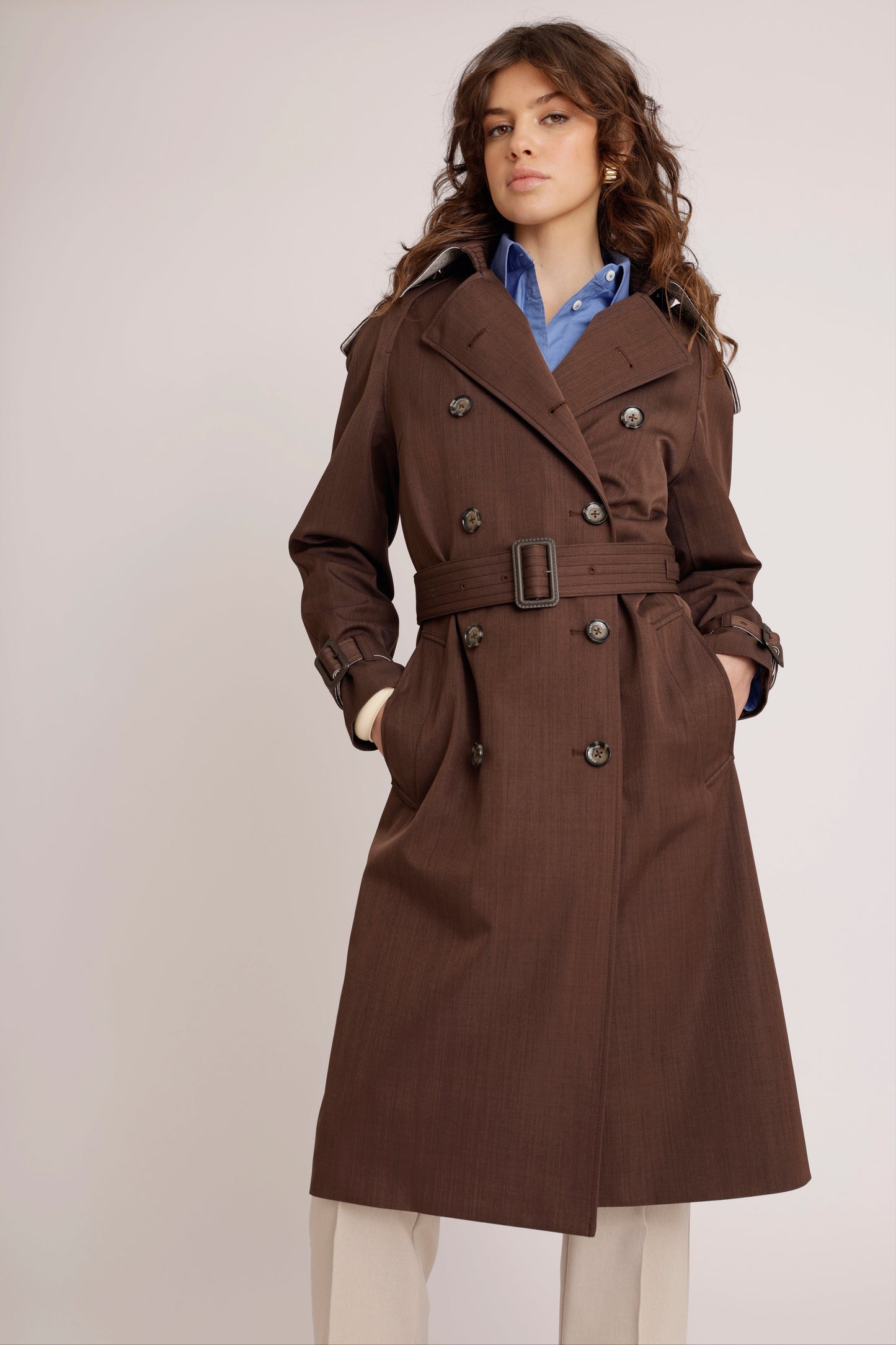 Waterproof Relaxed Fit Trenchcoat | Brown Melange