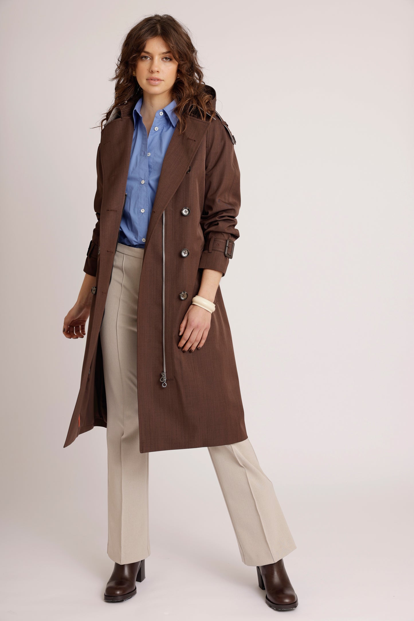 Waterproof Relaxed Fit Trenchcoat | Brown Melange