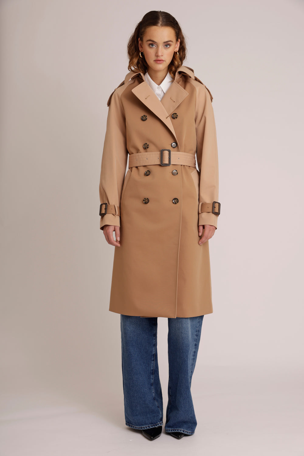 Waterproof Relaxed Fit Trenchcoat | Beige Two Tone