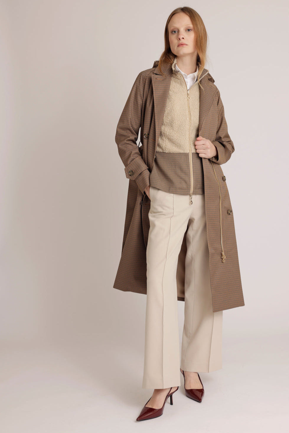 Waterproof Straight-Fit Trenchcoat | Houndstooth Check