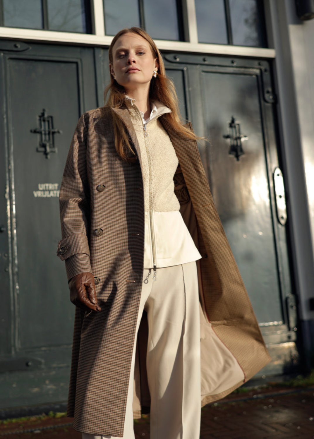 Waterproof Straight-Fit Trenchcoat | Houndstooth Check