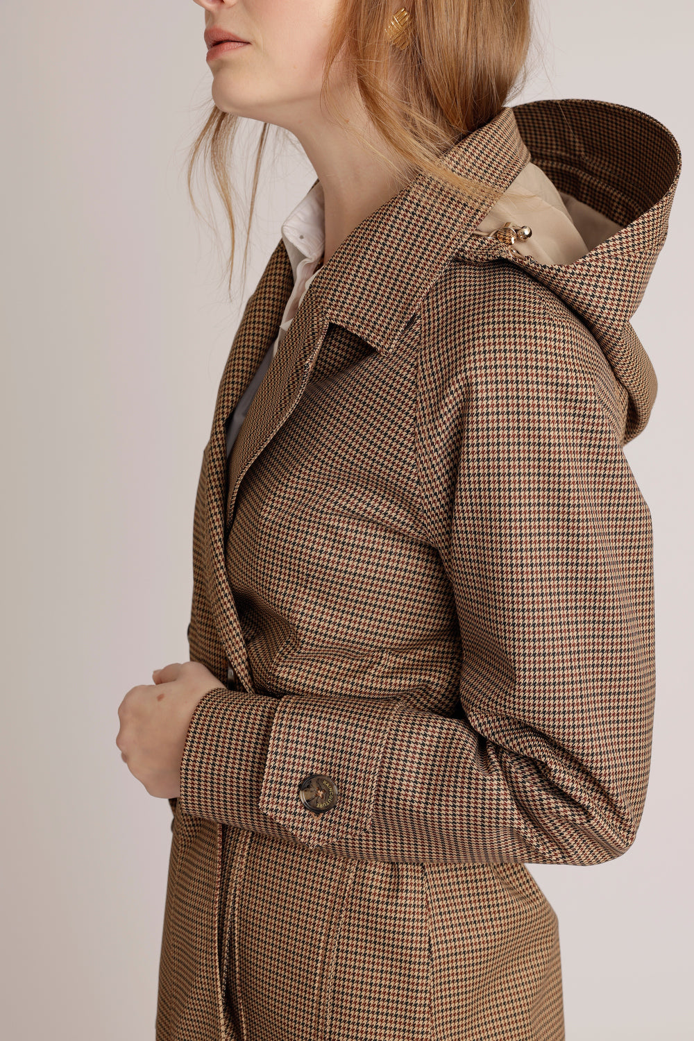 Waterproof Straight-Fit Trenchcoat | Houndstooth Check
