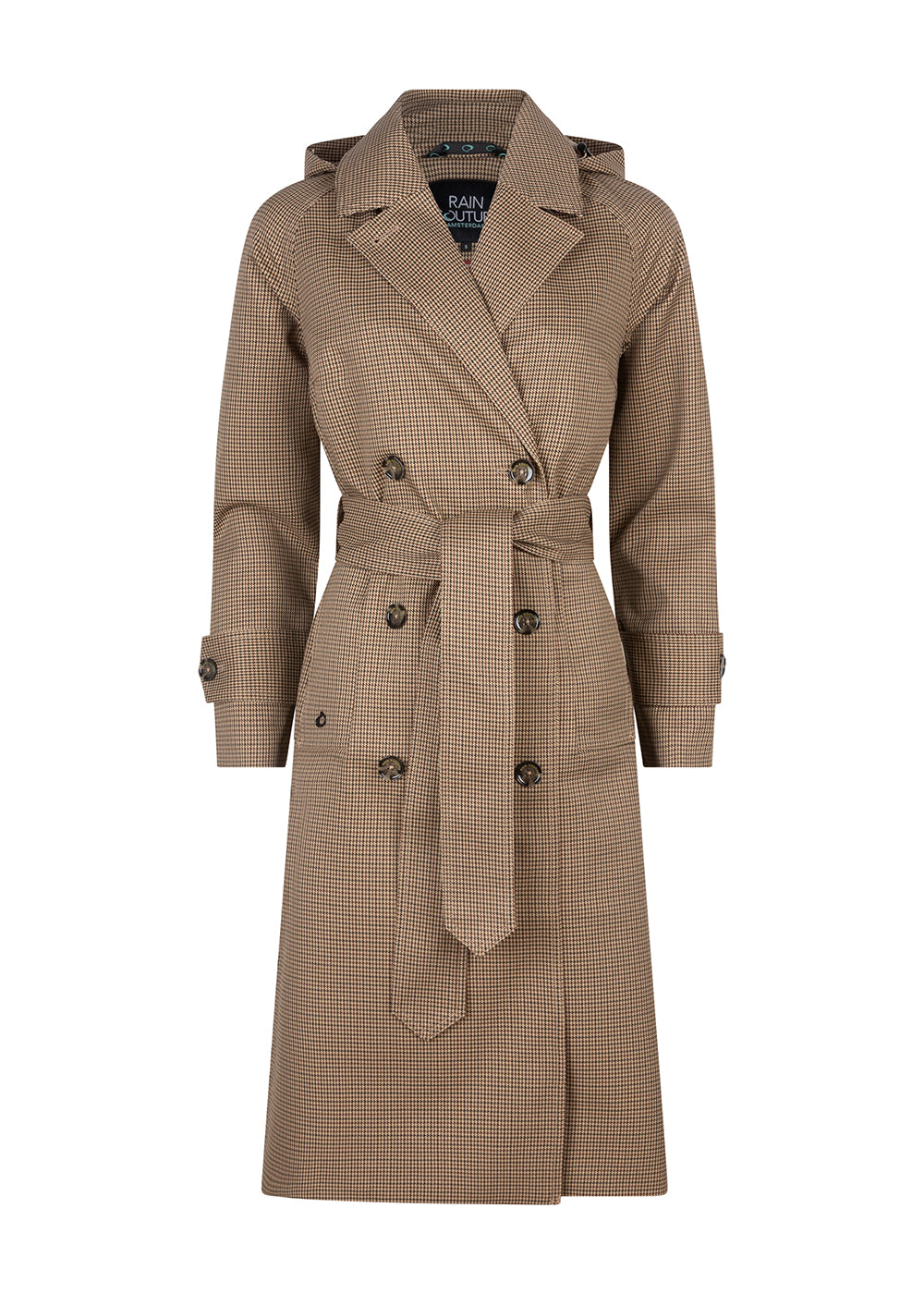 Waterproof Straight-Fit Trenchcoat | Houndstooth Check
