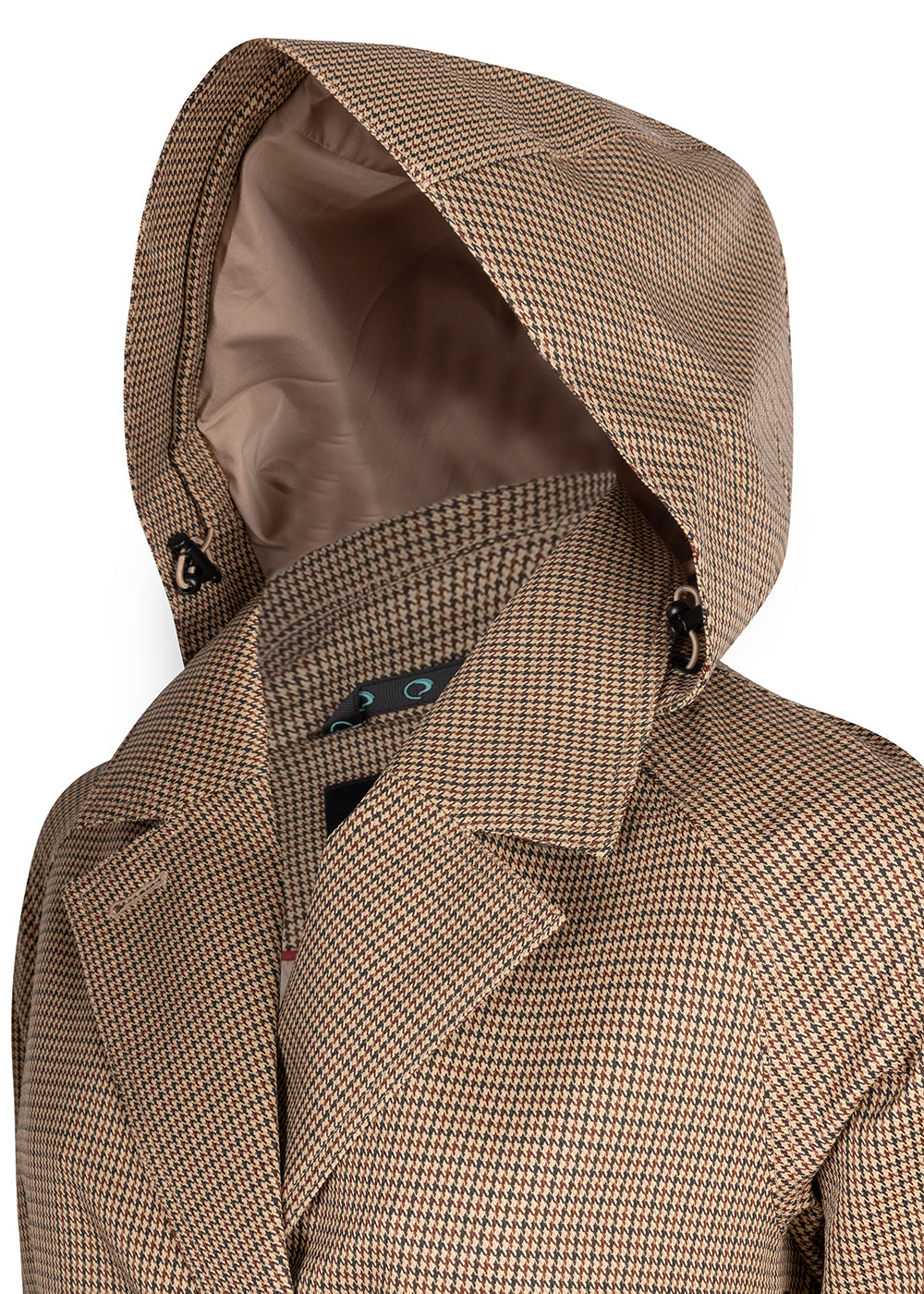 Waterproof Straight-Fit Trenchcoat | Houndstooth Check