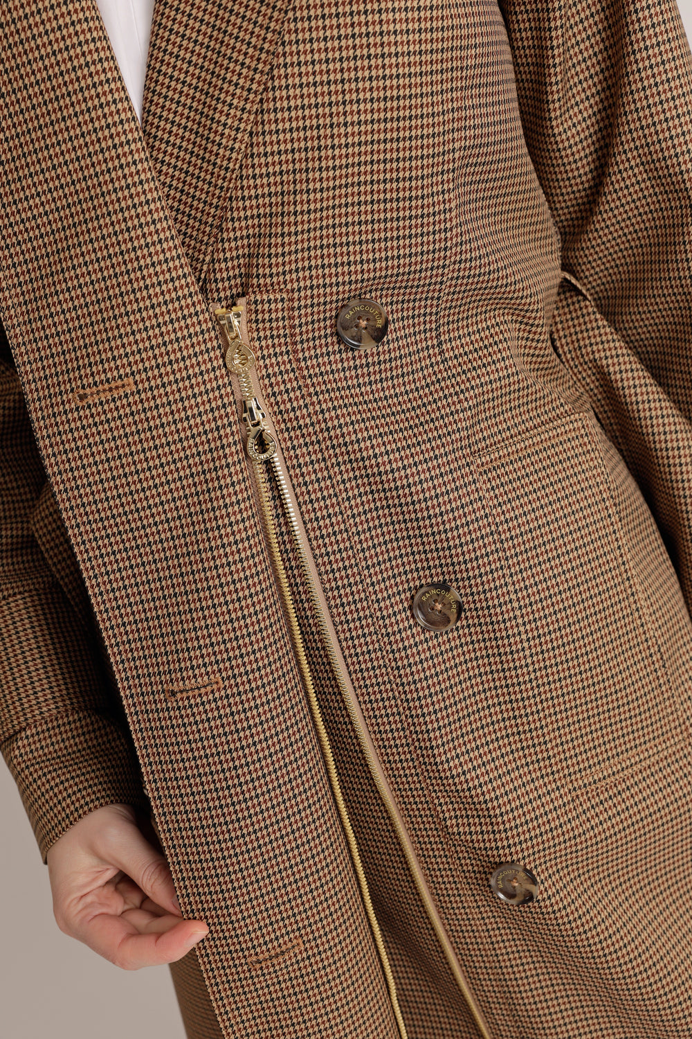 Waterproof Straight-Fit Trenchcoat | Houndstooth Check