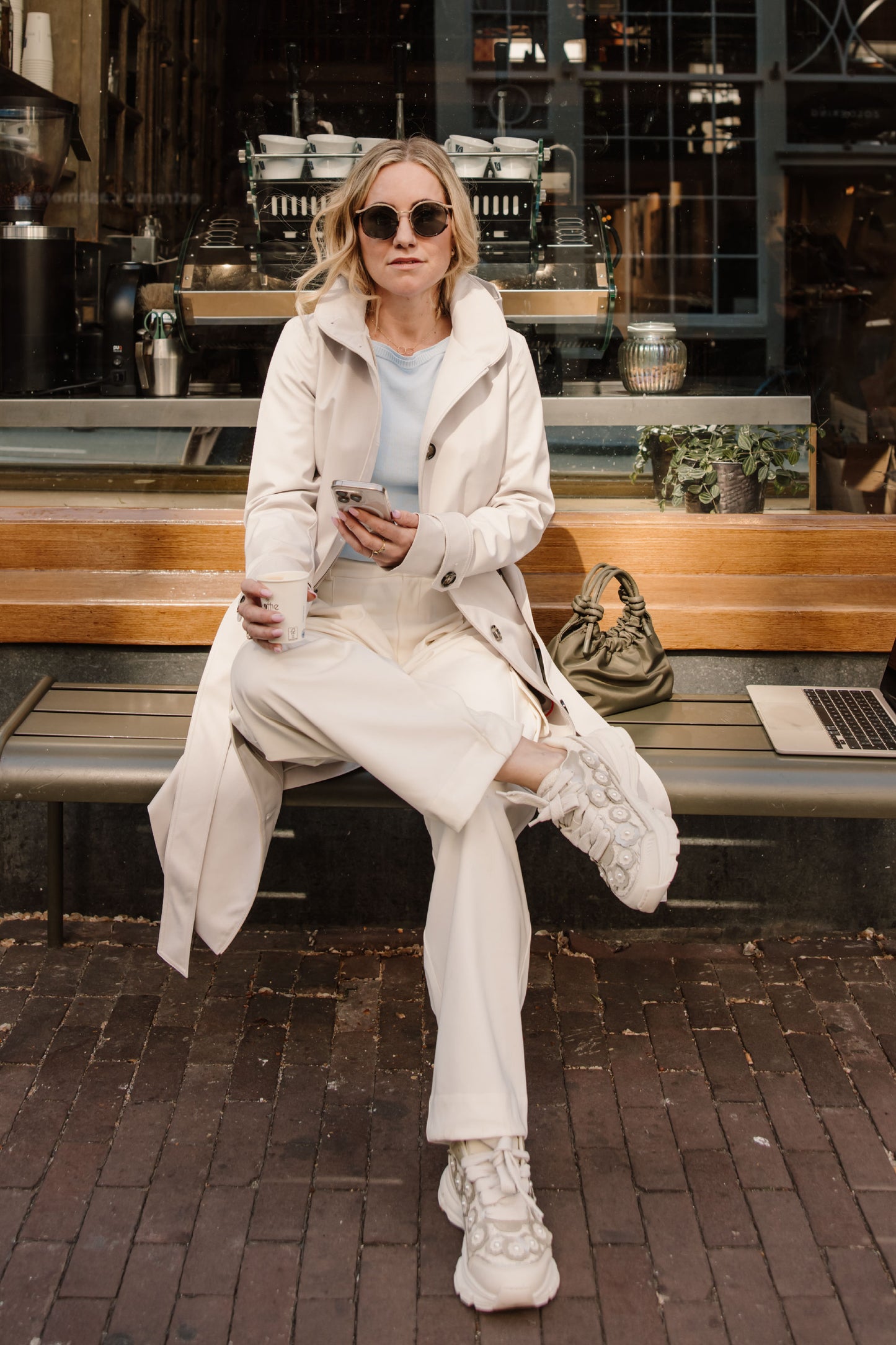 Waterproof Straight Fit Waistbelt Raincoat | Light Grey Melange