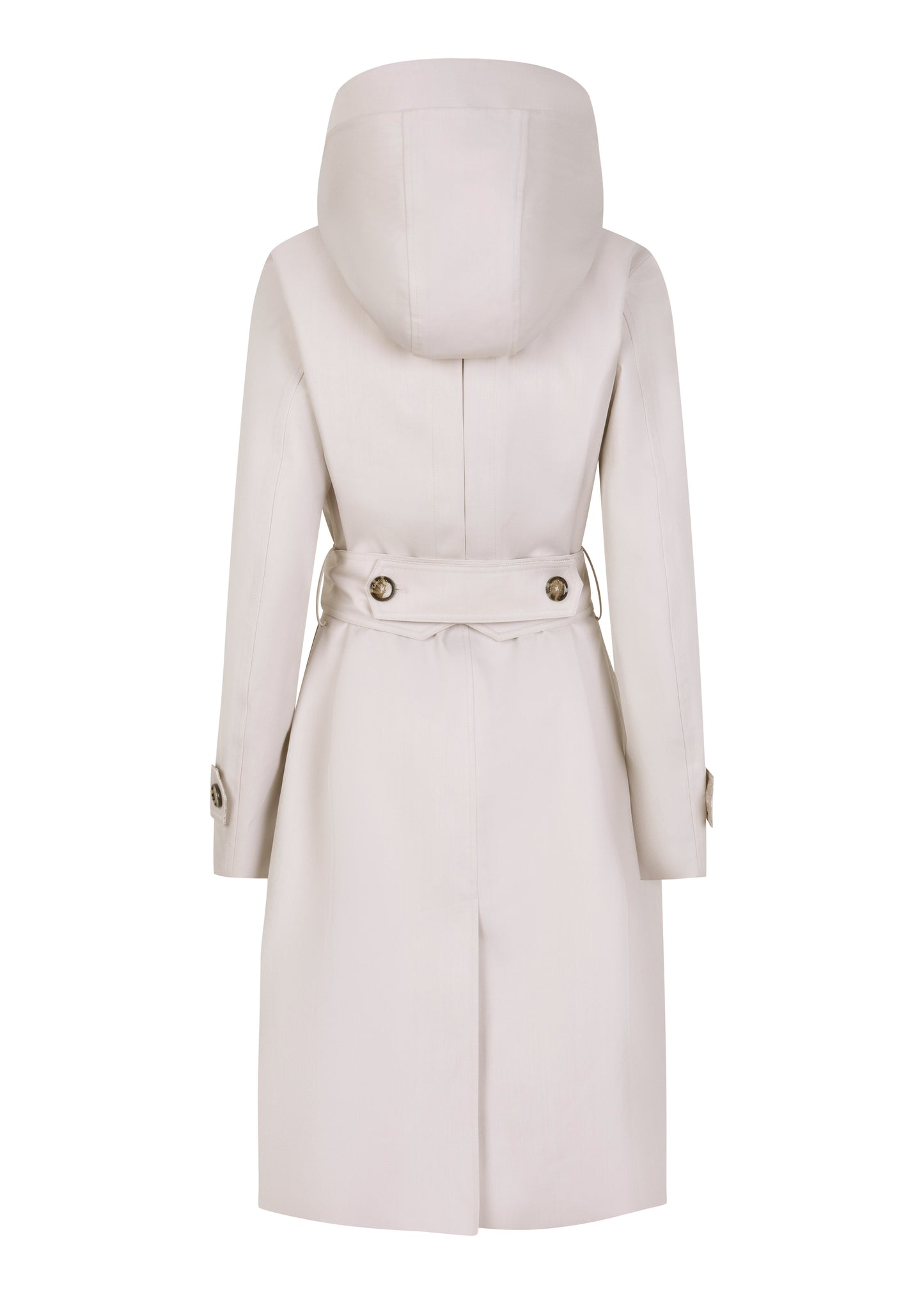 Waterproof Straight Fit Waistbelt Raincoat | Light Grey Melange