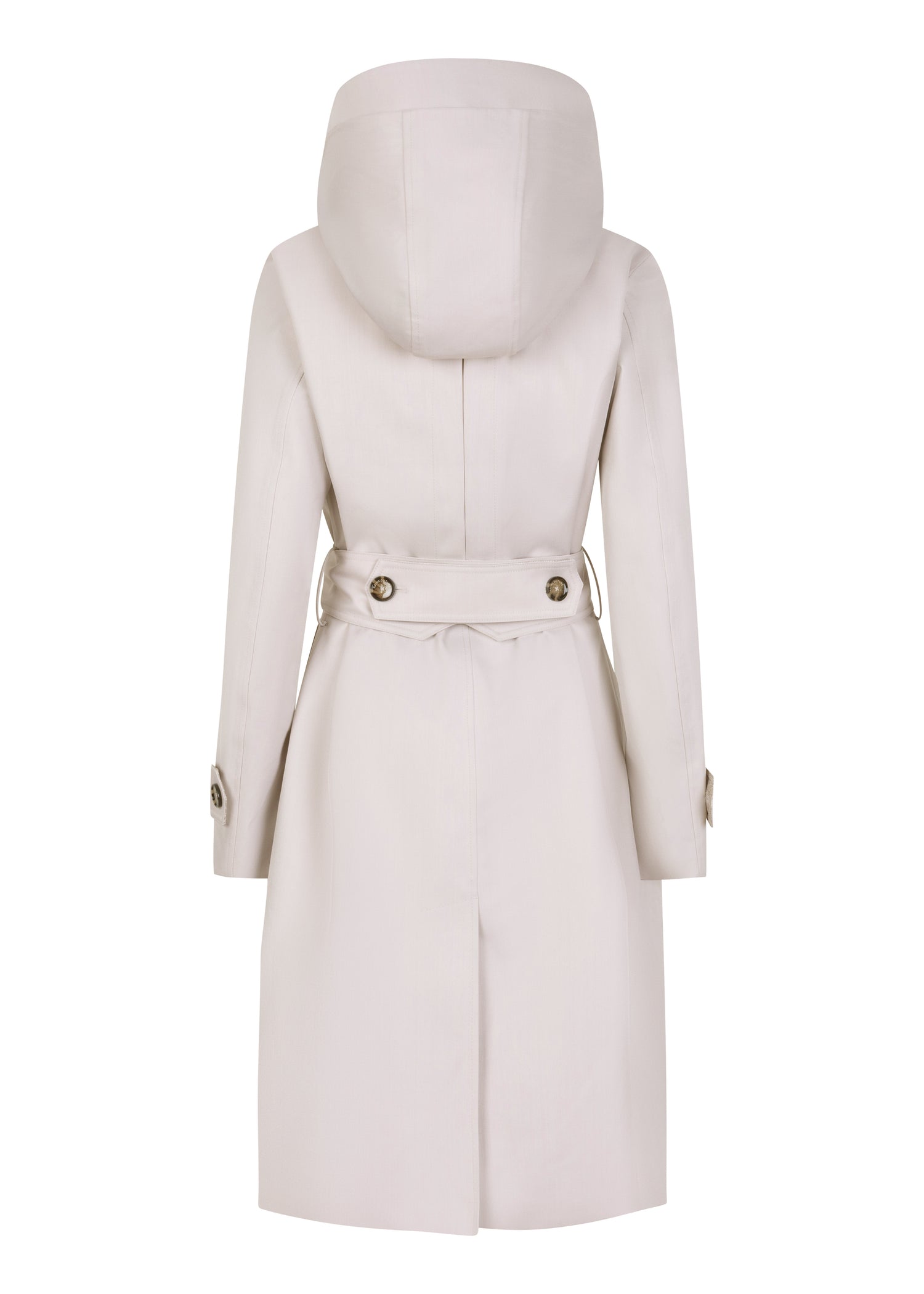 Waterproof Straight Fit Waistbelt Raincoat | Light Grey Melange