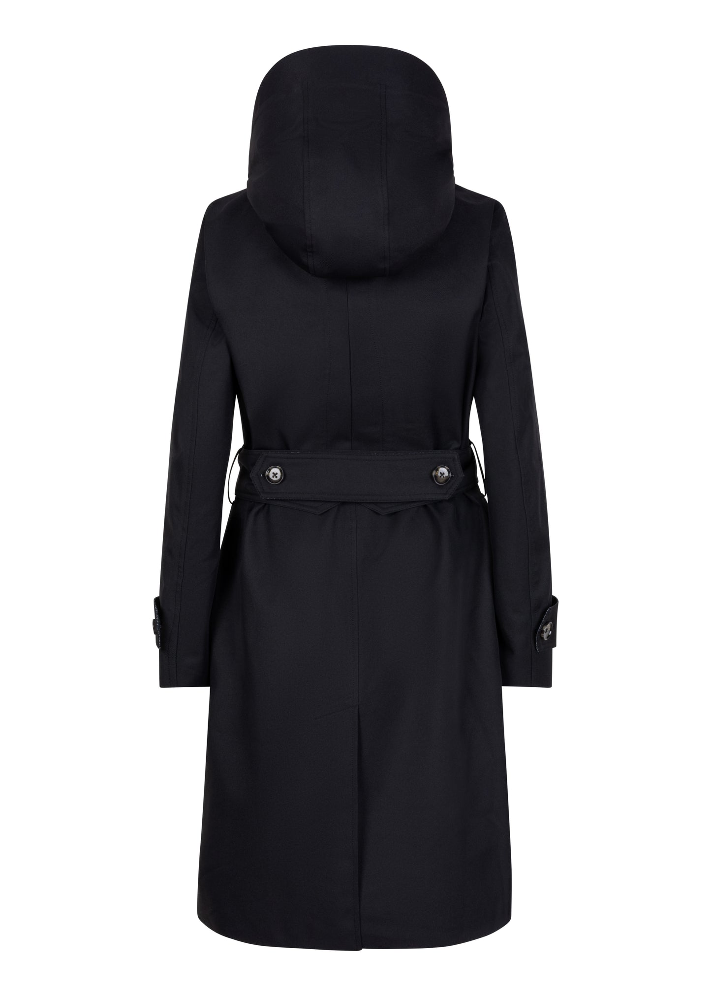Waterproof Straight Fit Waistbelt Raincoat | Black Matte