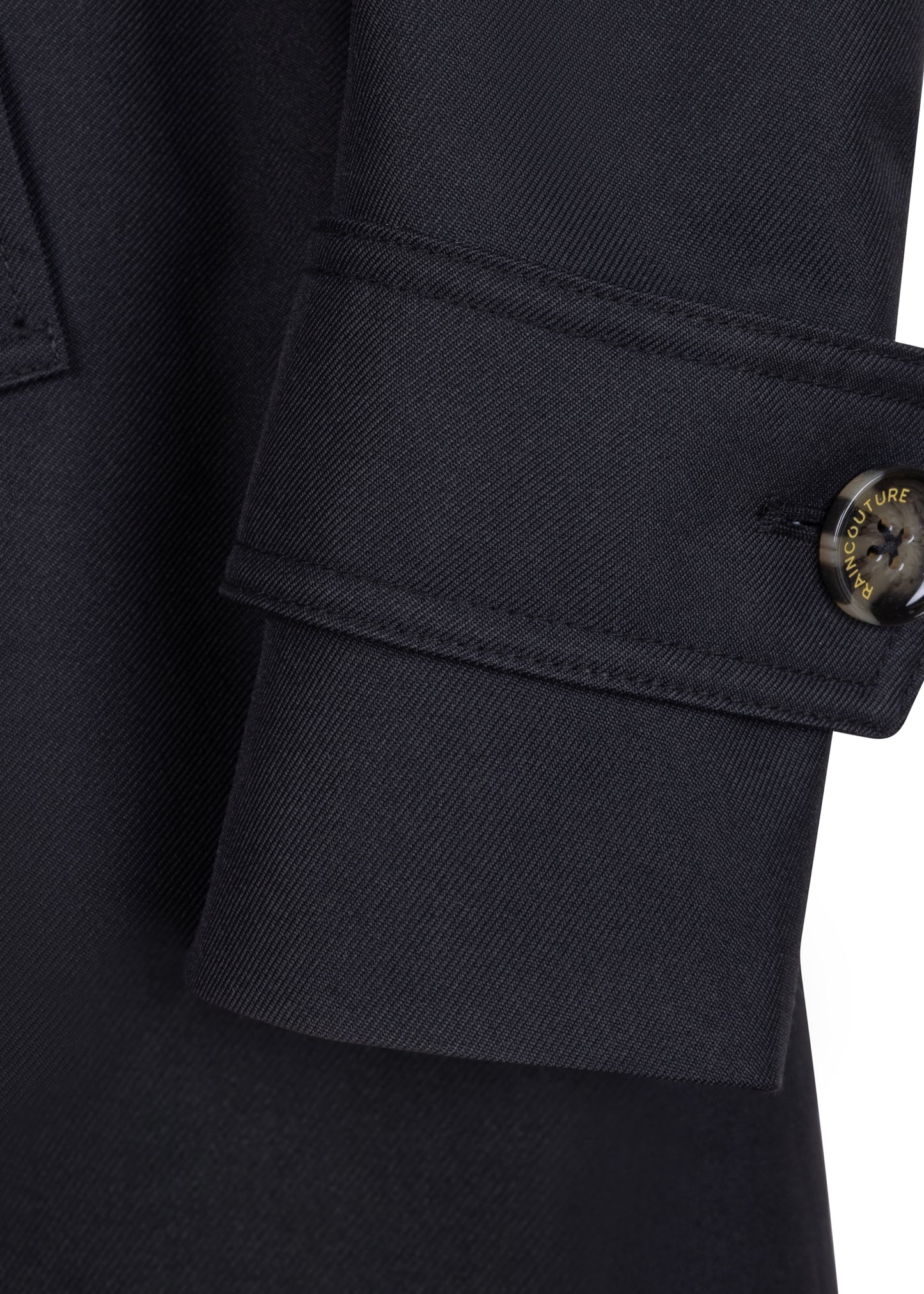 Waterproof Straight Fit Waistbelt Raincoat | Black Matte