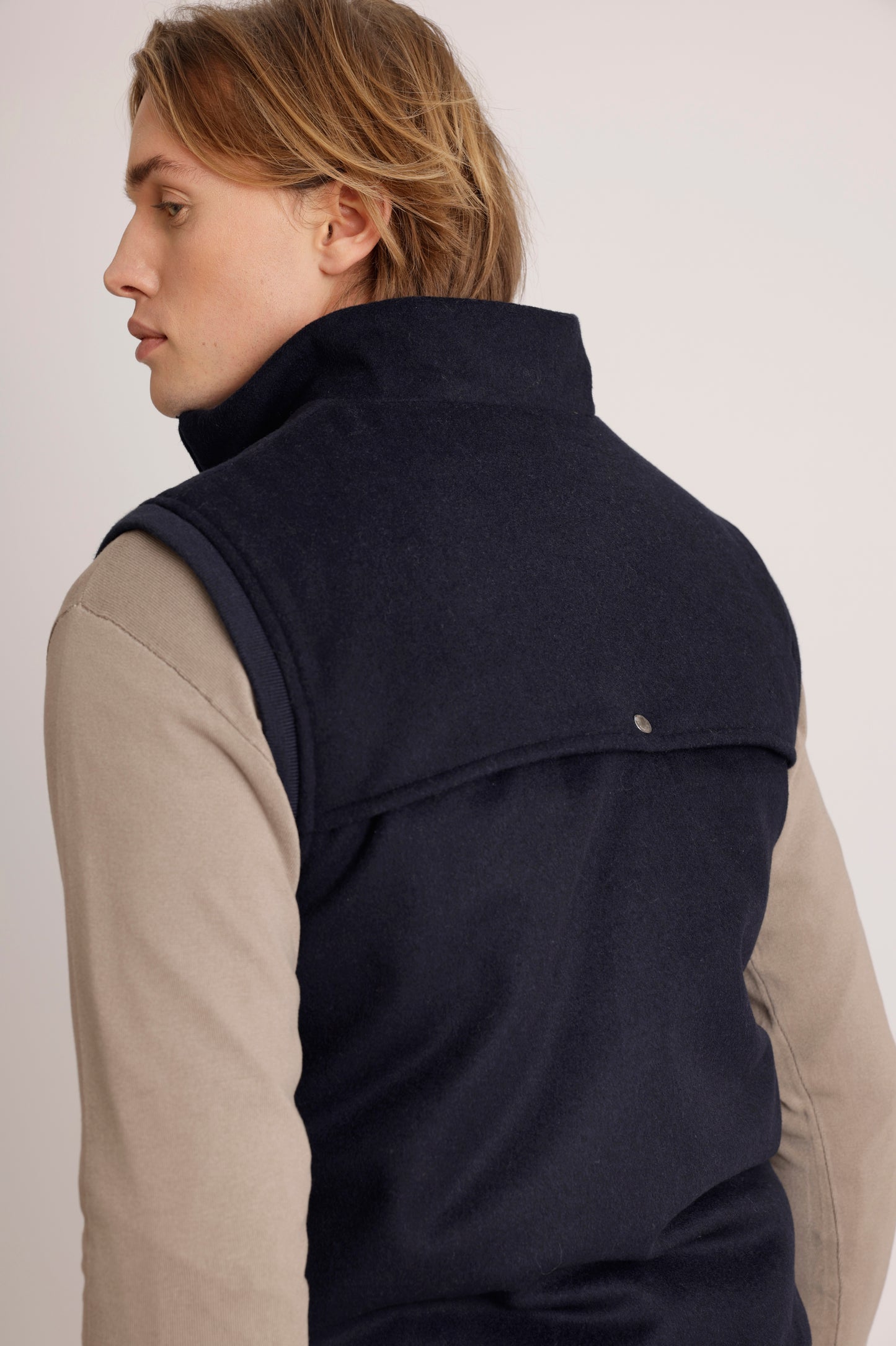 Wool Bodywarmer Jacket | Navy Wool