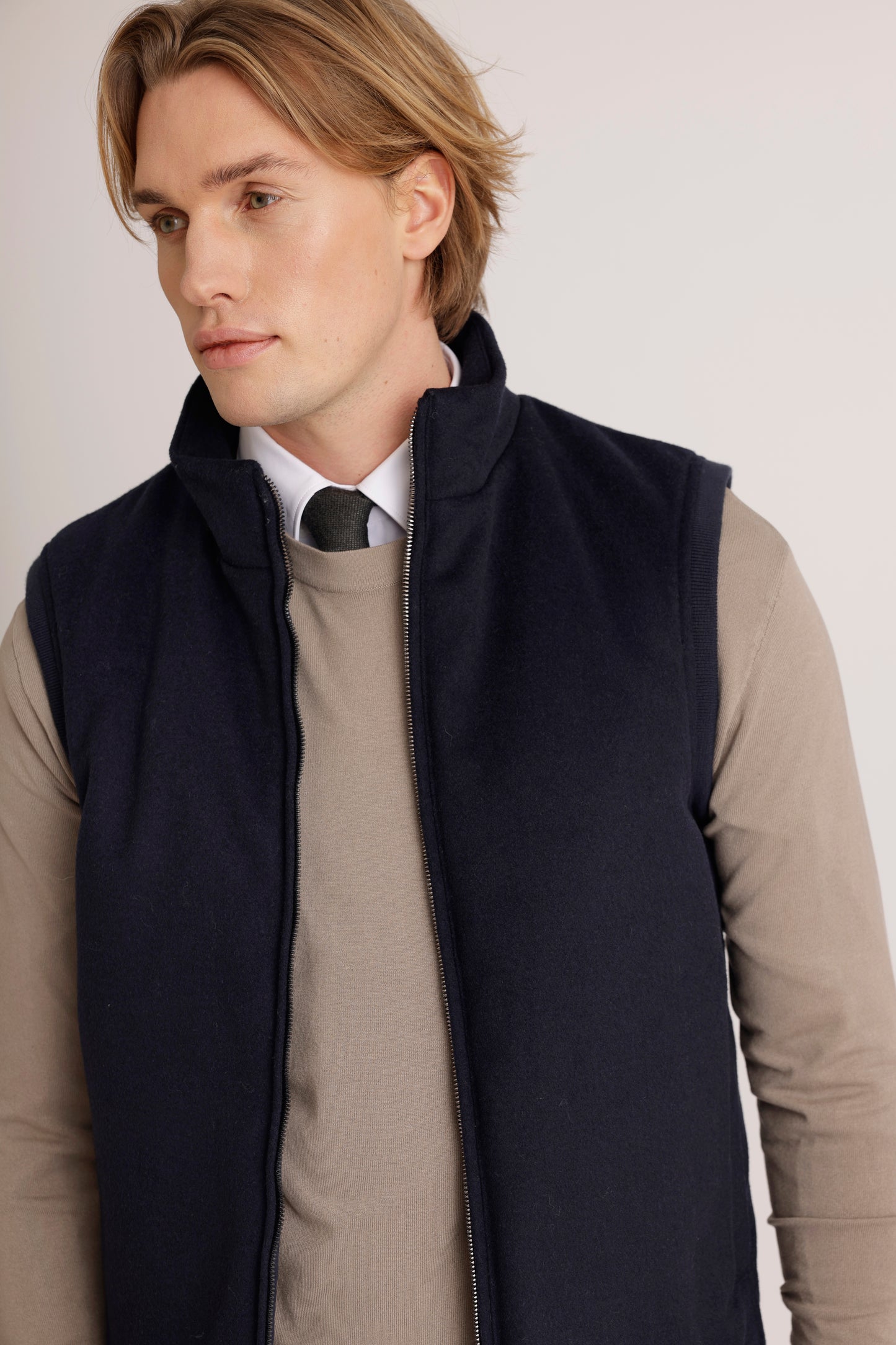 Wool Bodywarmer Jacket | Navy Wool
