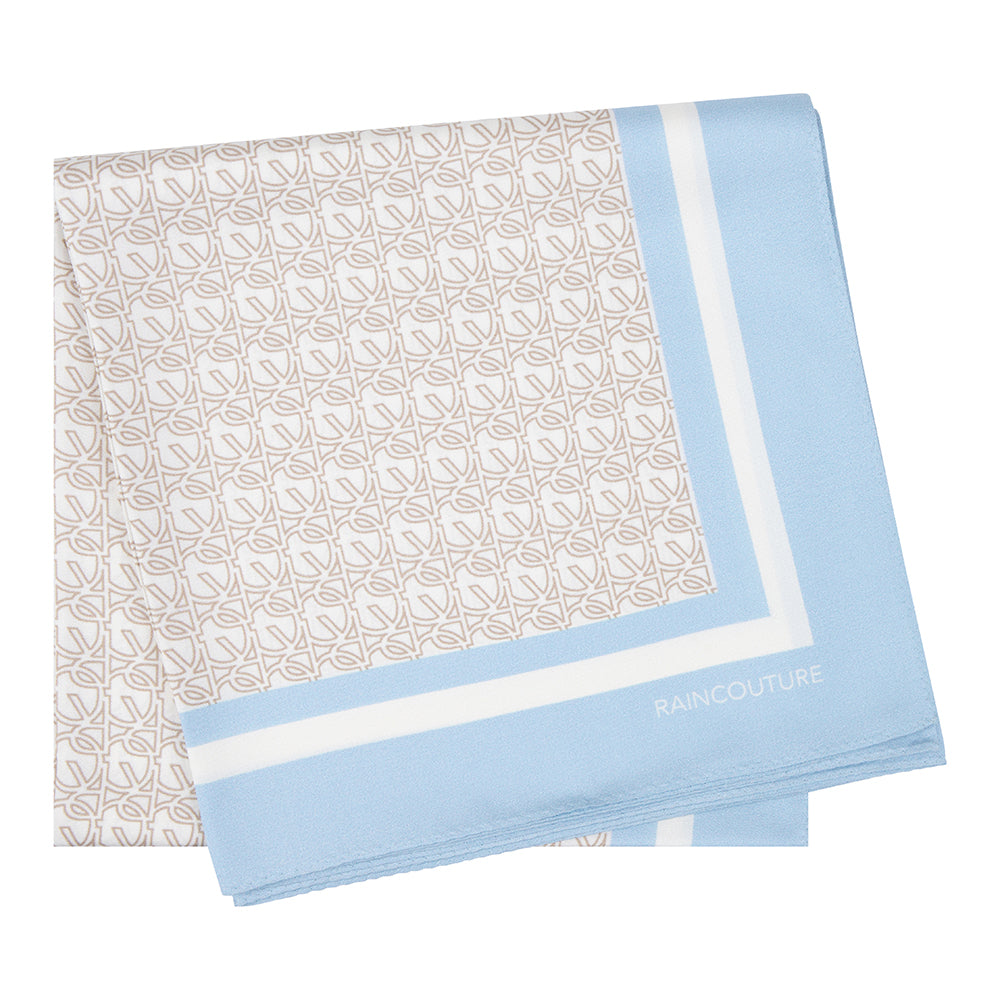 Monogram Silk Scarf | Light Blue Beige Ivory