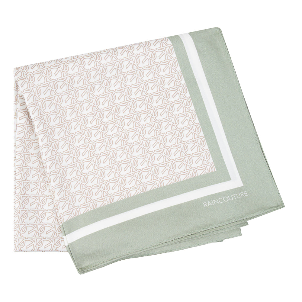 Monogram Silk Scarf | Green Beige Ivory