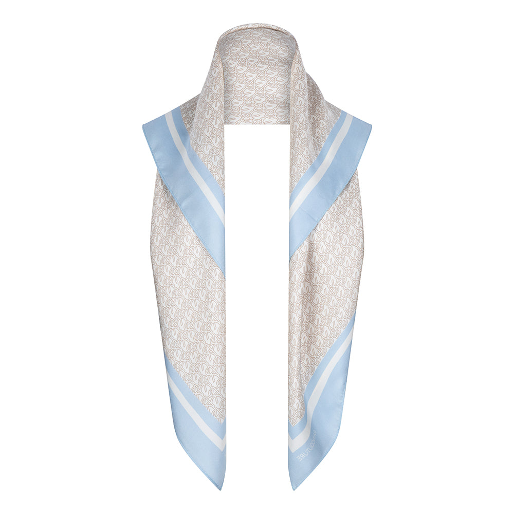 Monogram Silk Scarf | Light Blue Beige Ivory