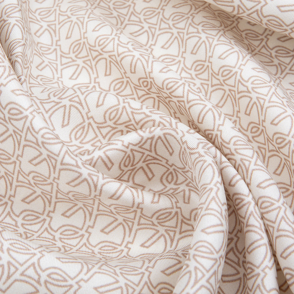 Monogram Silk Scarf | Green Beige Ivory