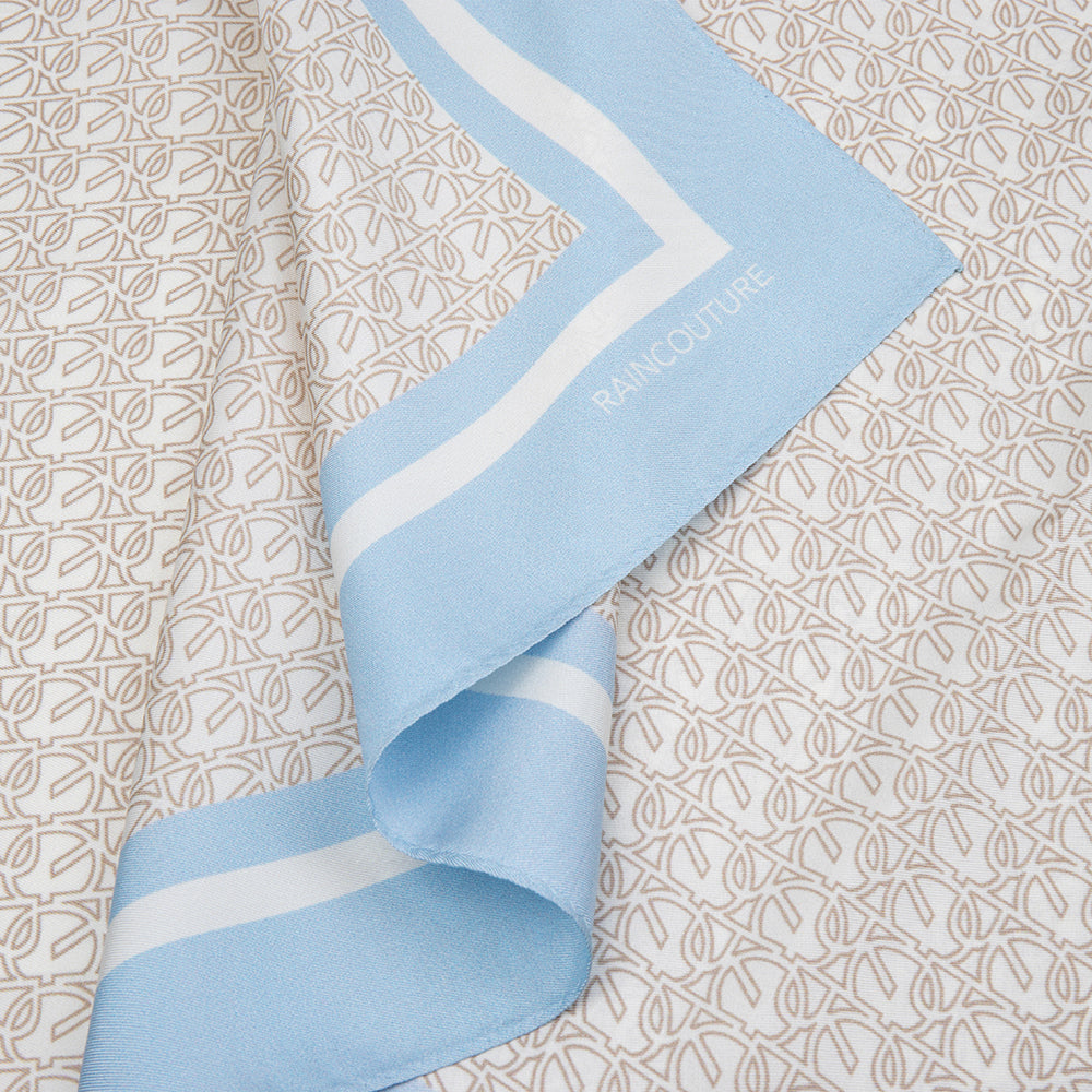 Monogram Silk Scarf | Light Blue Beige Ivory