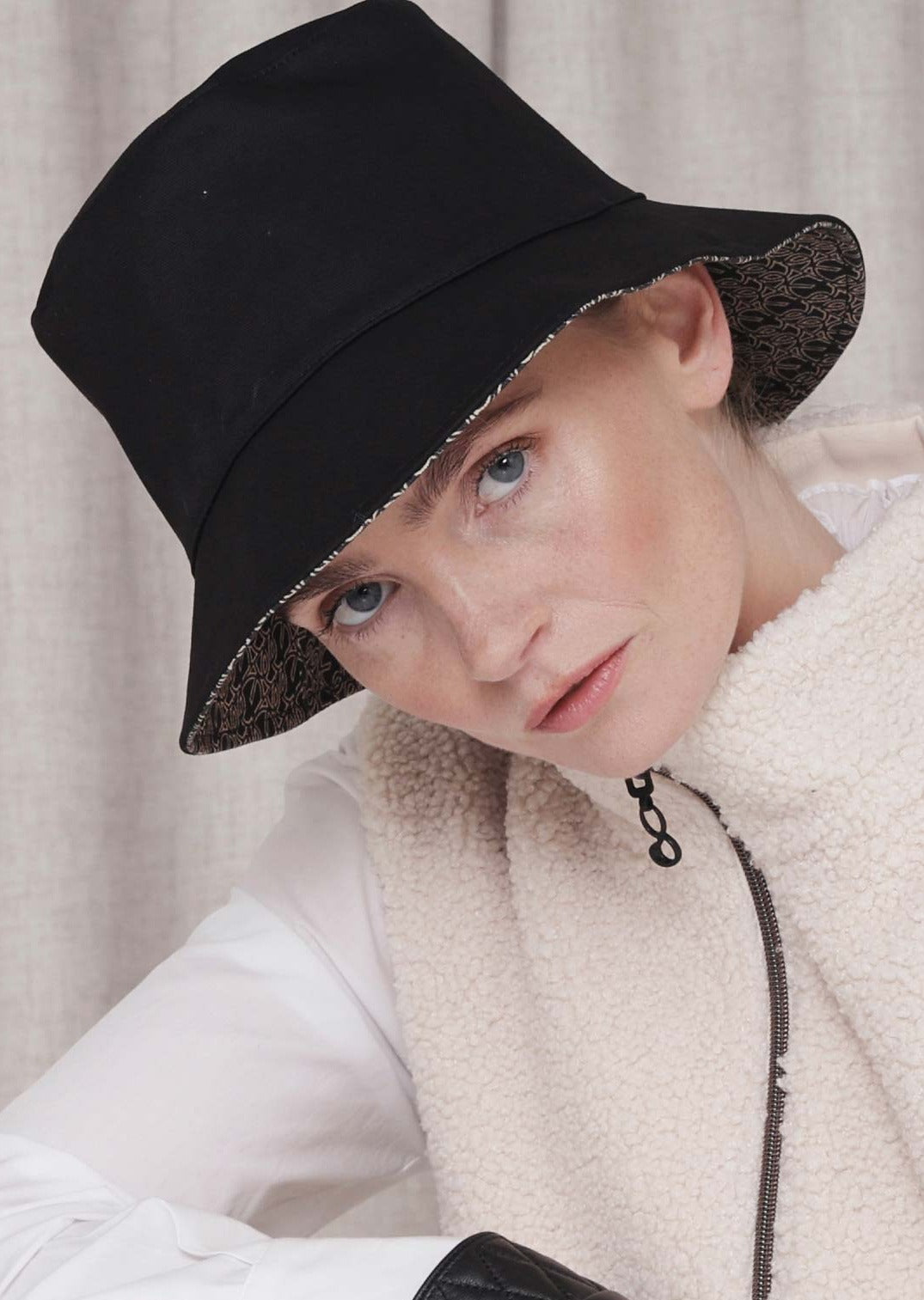 Waterproof Unisex Reversible Bucket Hat | Black Monogram