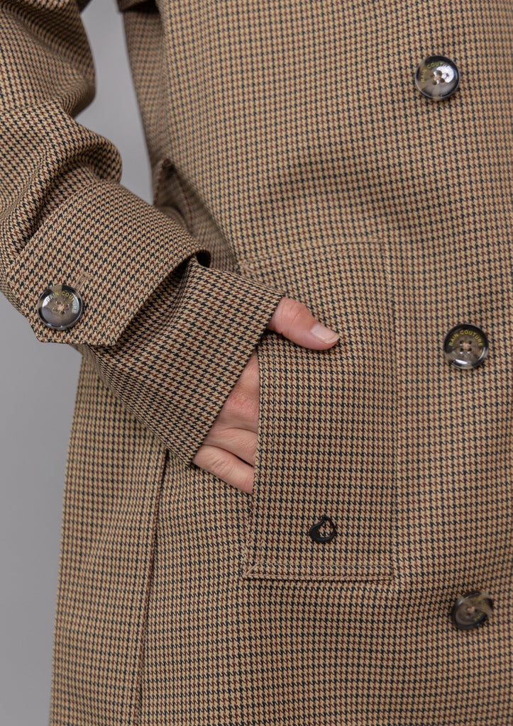 Waterproof Straight Trench - Houndstooth Check