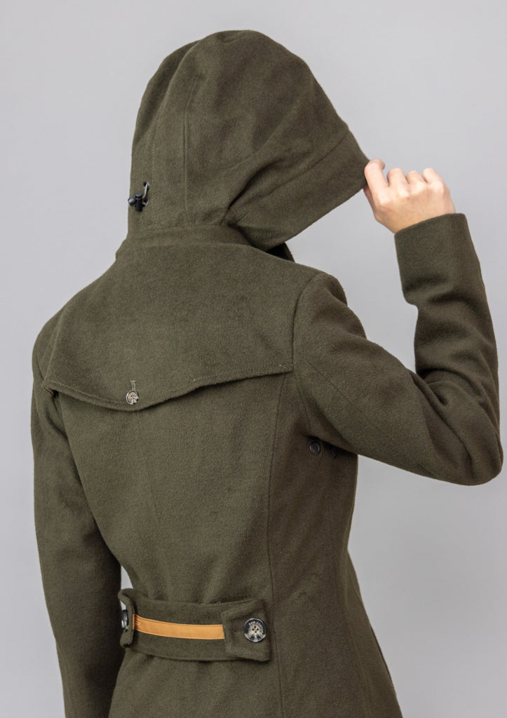 Waterproof Double Breasted Trench Wool Green