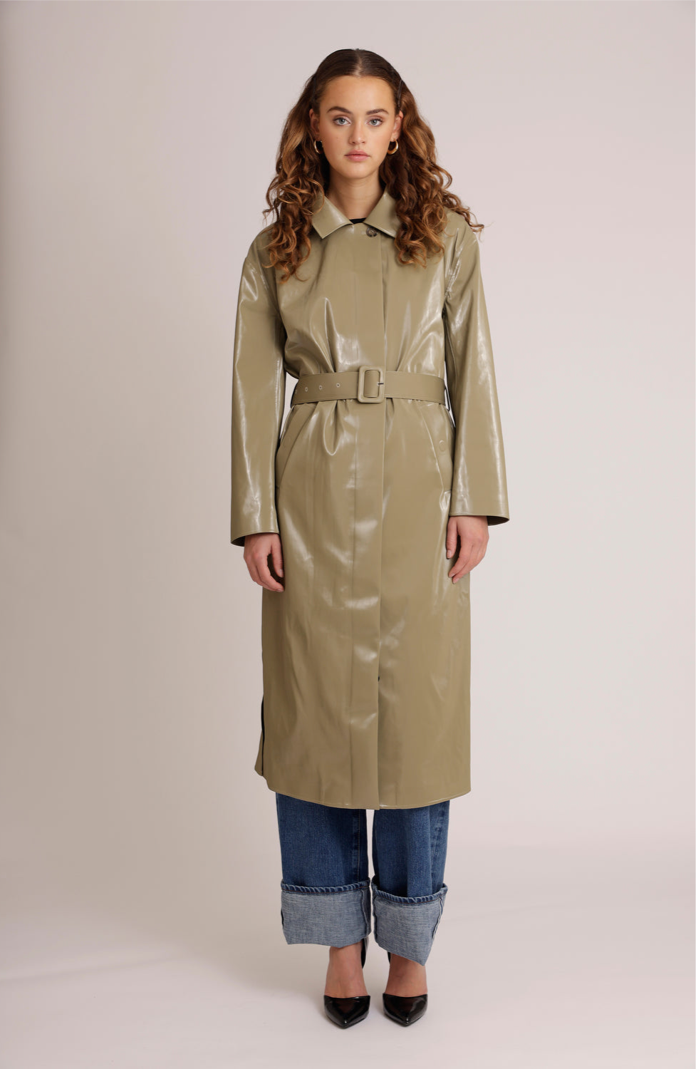 Waterproof Laque Coat | Khaki Green