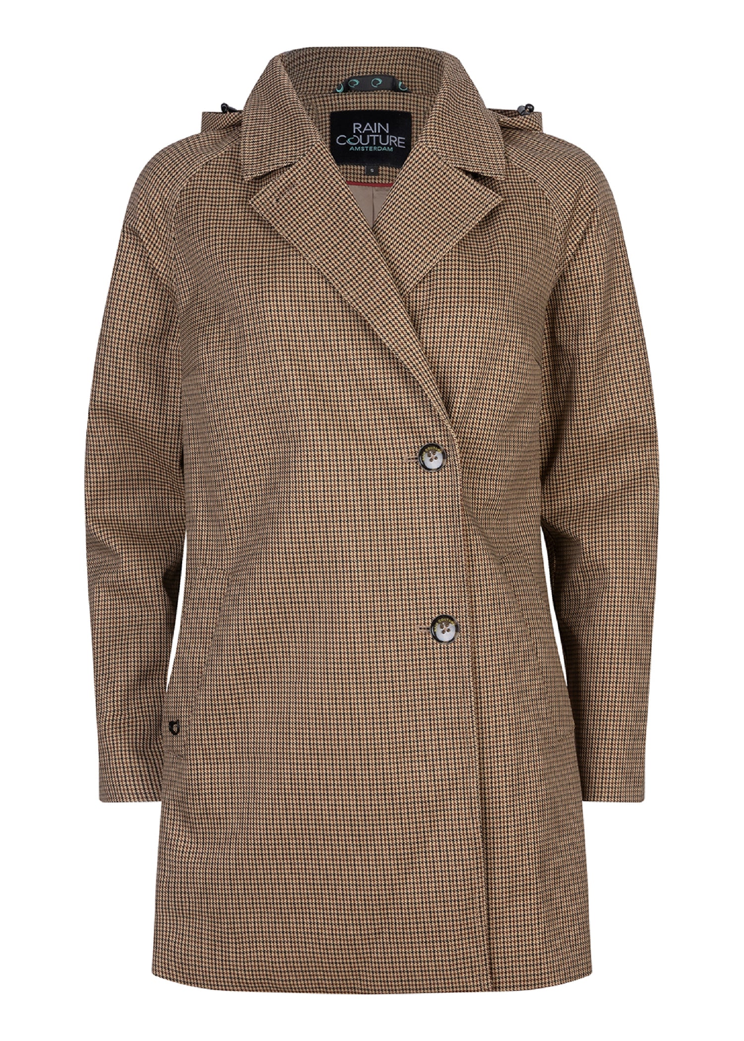 Waterproof Straight-Fit Short Trenchcoat  | Houndstooth Check