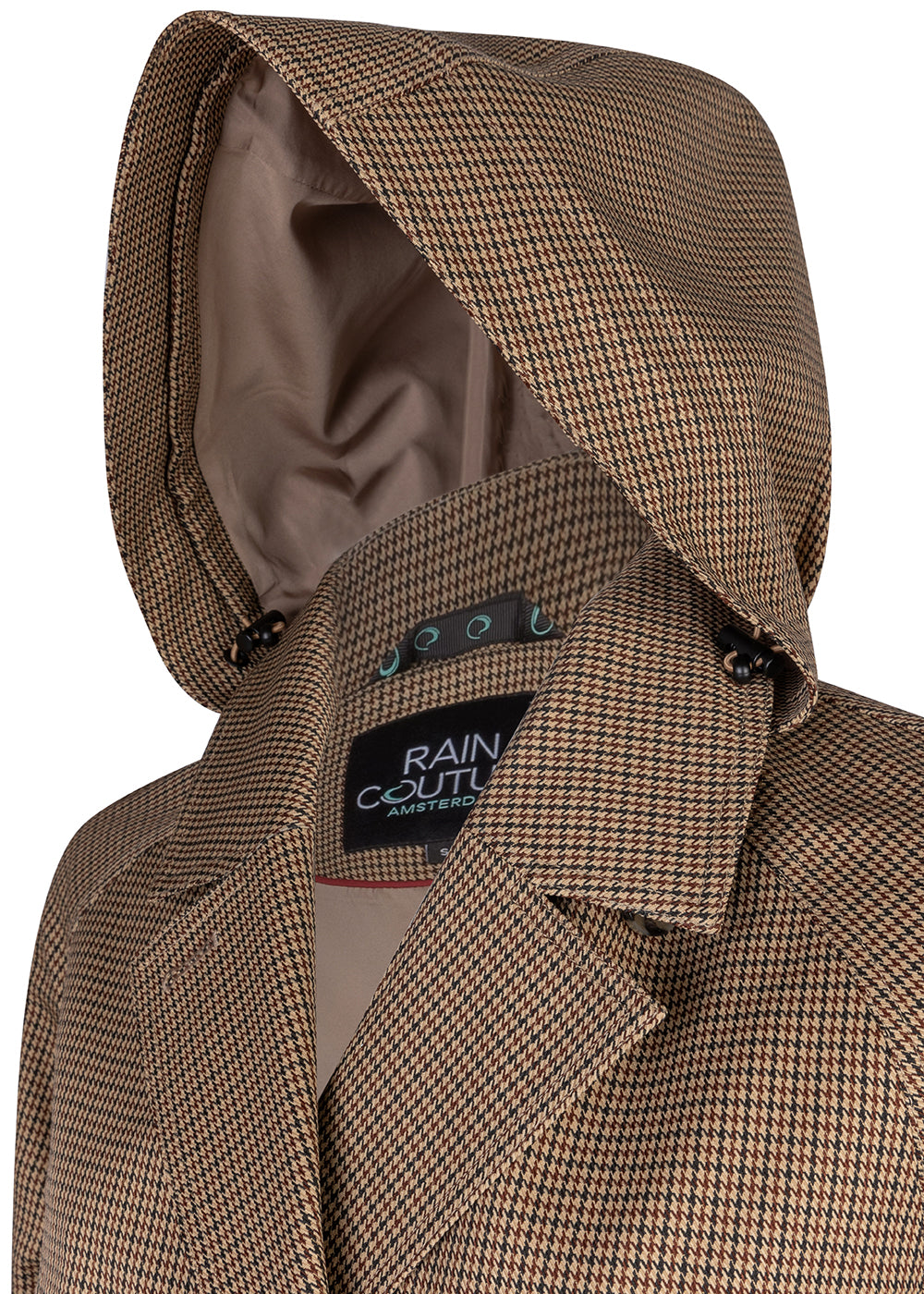 Waterproof Straight-Fit Short Trenchcoat  | Houndstooth Check