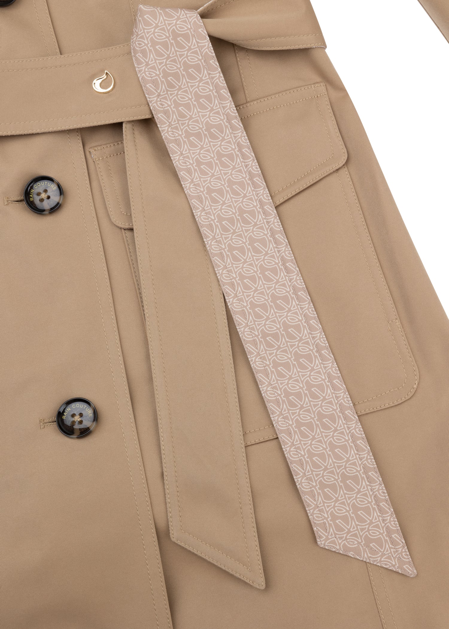 Waterproof Tailored To Fit Trenchcoat  | Dark Satin Camel