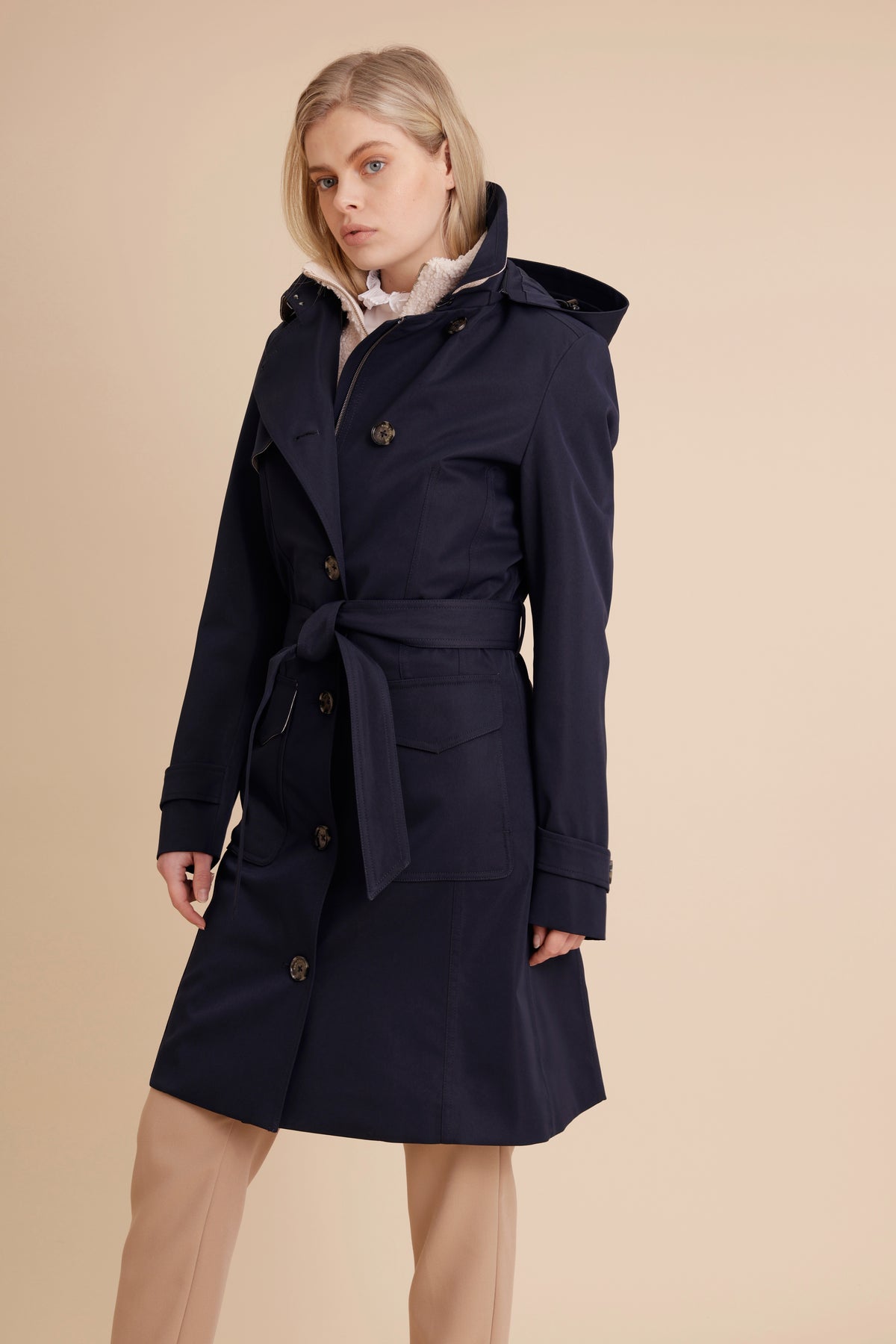 Waterproof Tailored To Fit Trenchcoat  | Navy Matte