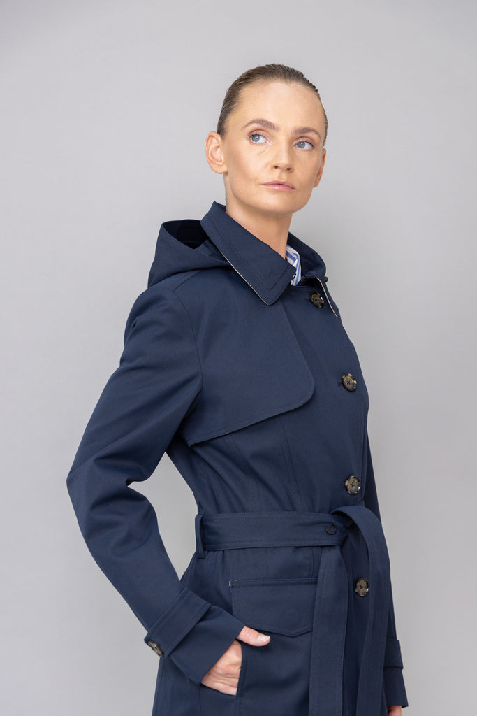 Waterproof Tailored To Fit Trenchcoat  | Navy Matte