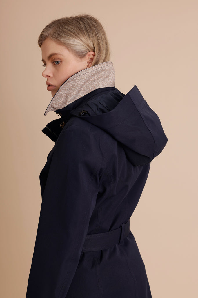 Waterproof Tailored To Fit Trenchcoat  | Navy Matte