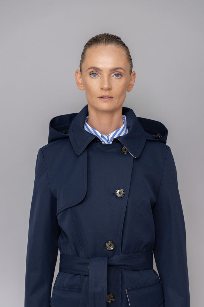 Waterproof Tailored To Fit Trenchcoat  | Navy Matte